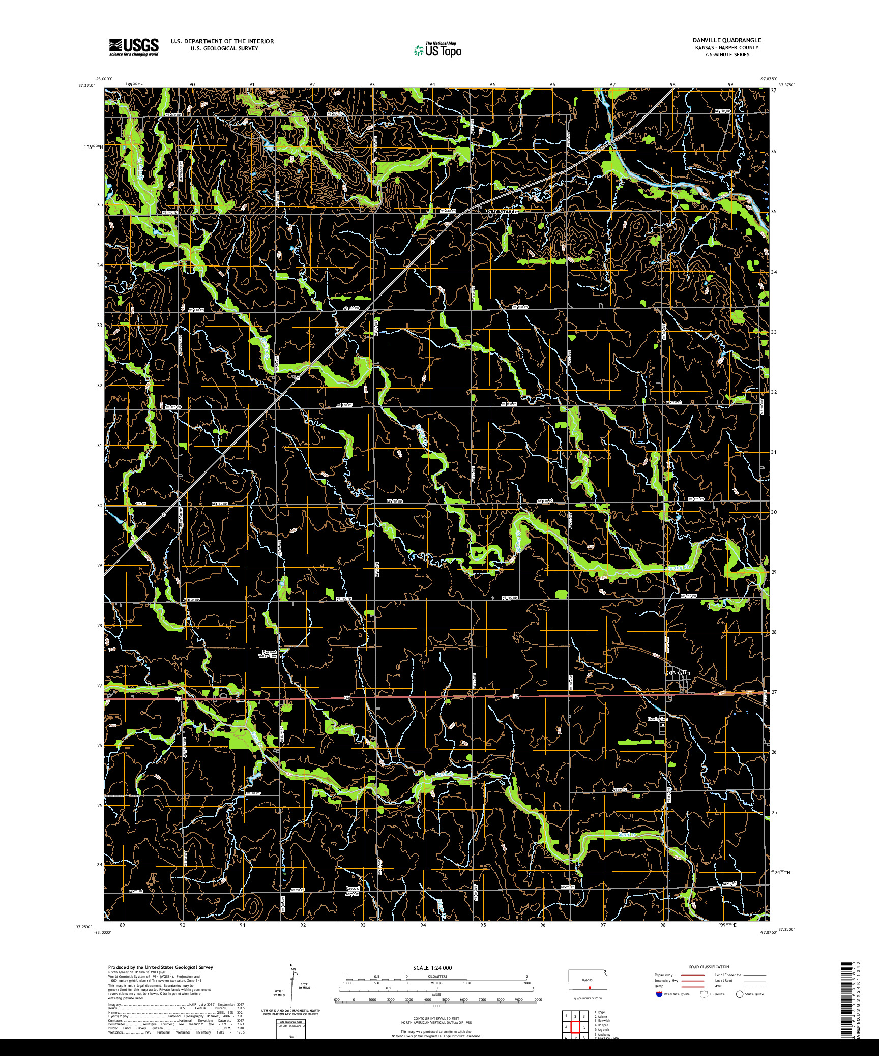 US TOPO 7.5-MINUTE MAP FOR DANVILLE, KS