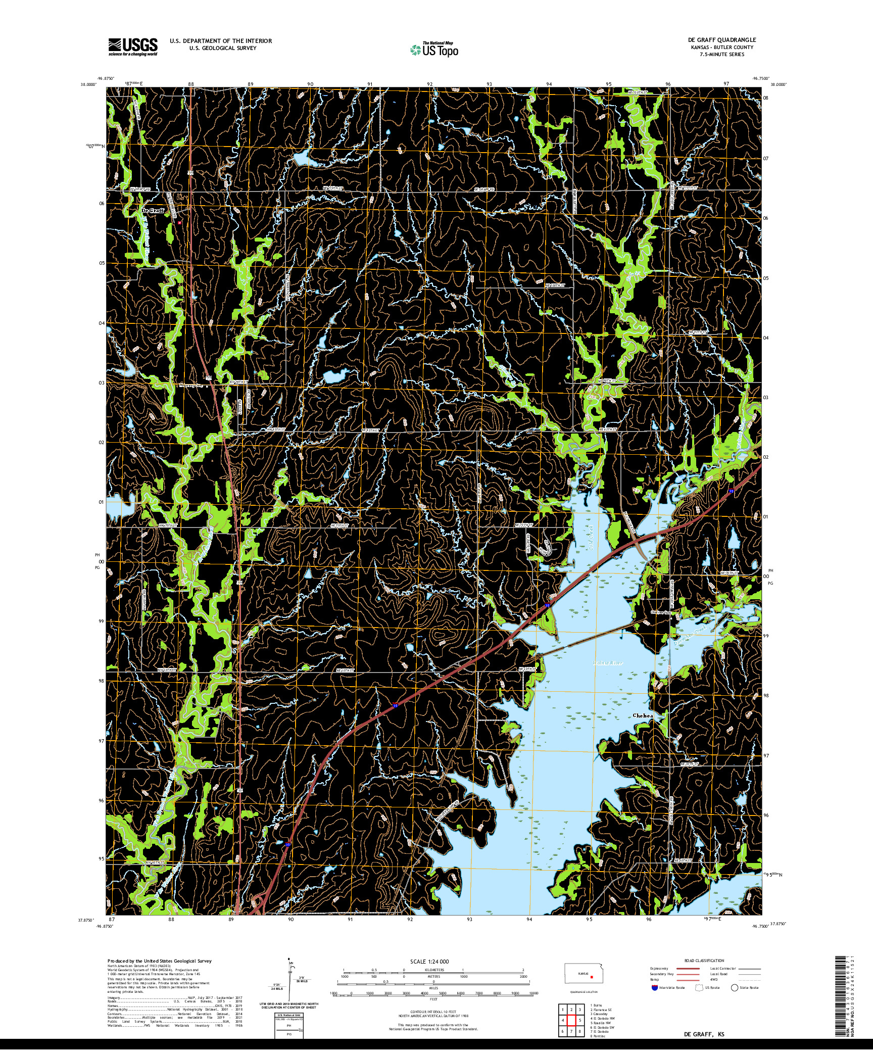 US TOPO 7.5-MINUTE MAP FOR DE GRAFF, KS