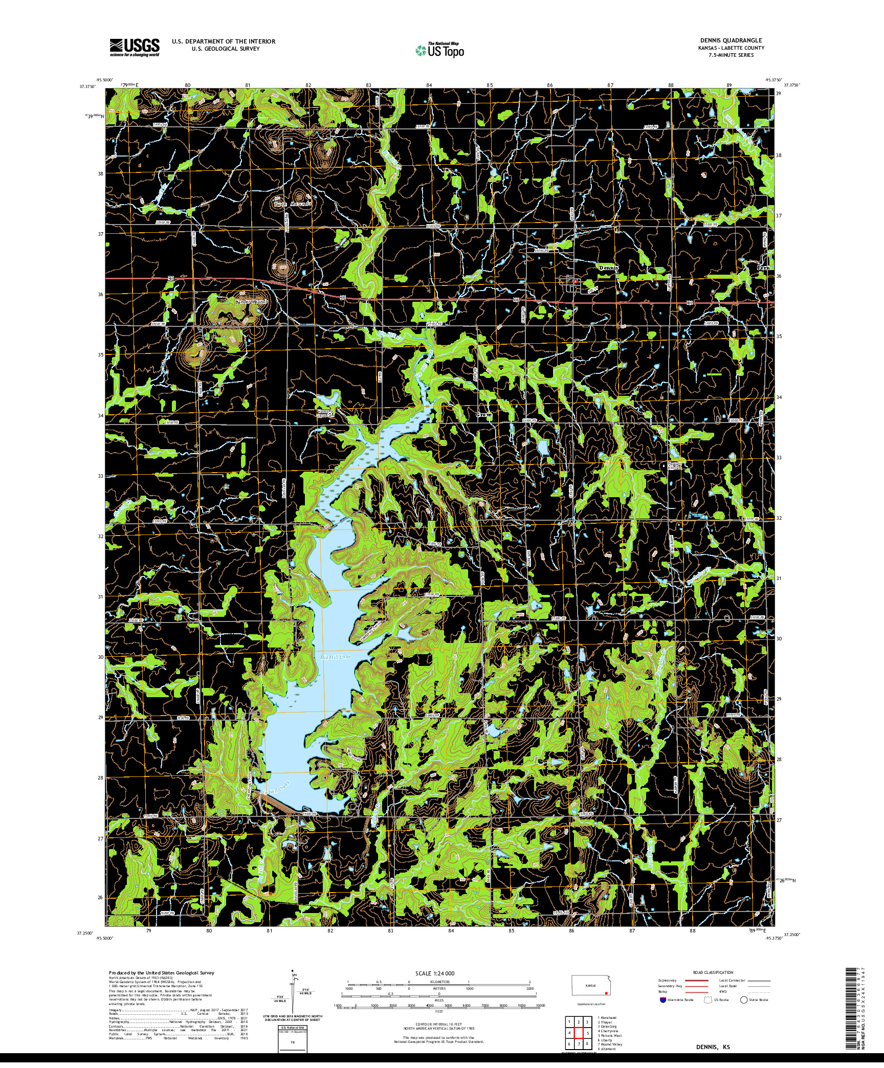 US TOPO 7.5-MINUTE MAP FOR DENNIS, KS