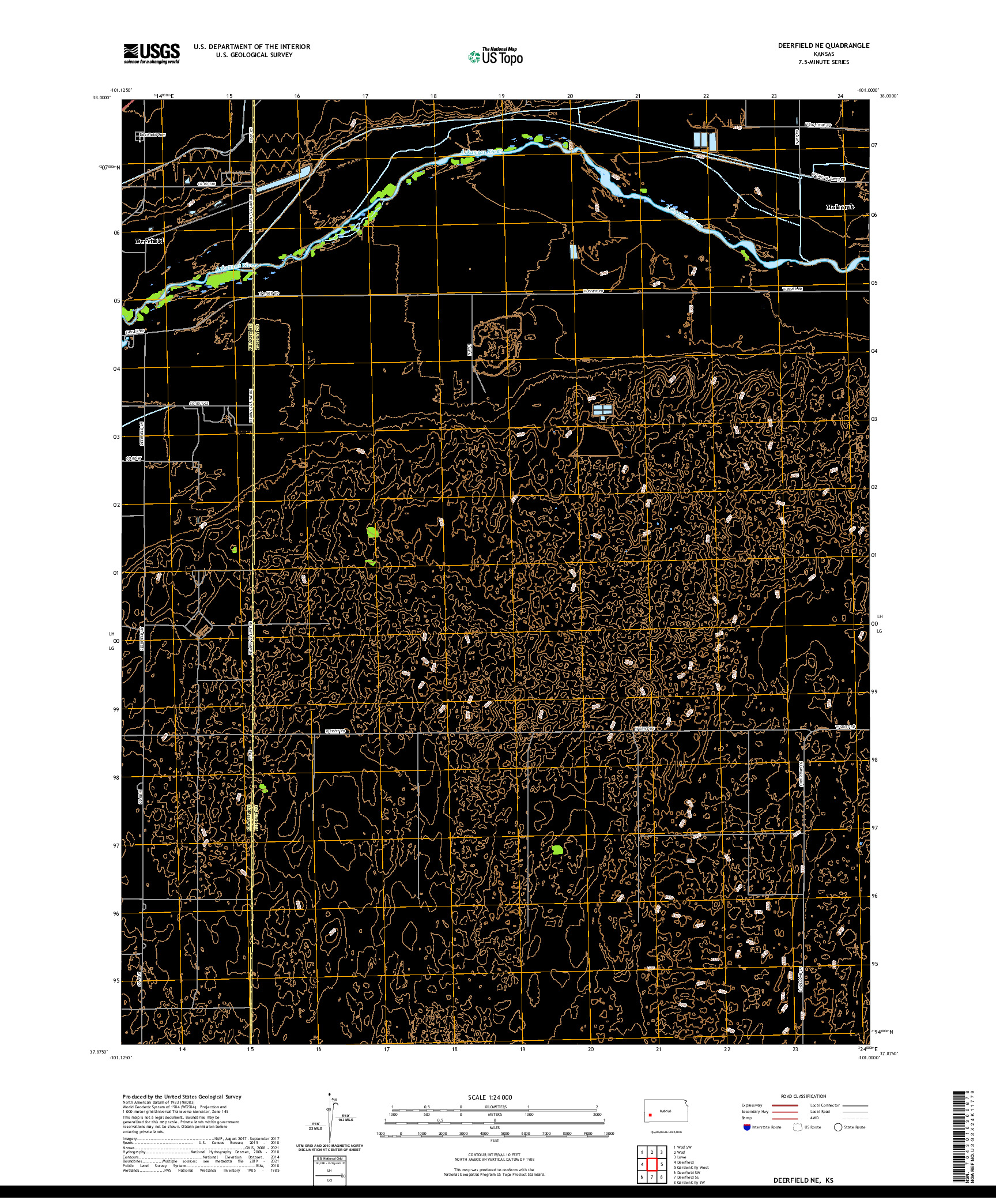 US TOPO 7.5-MINUTE MAP FOR DEERFIELD NE, KS