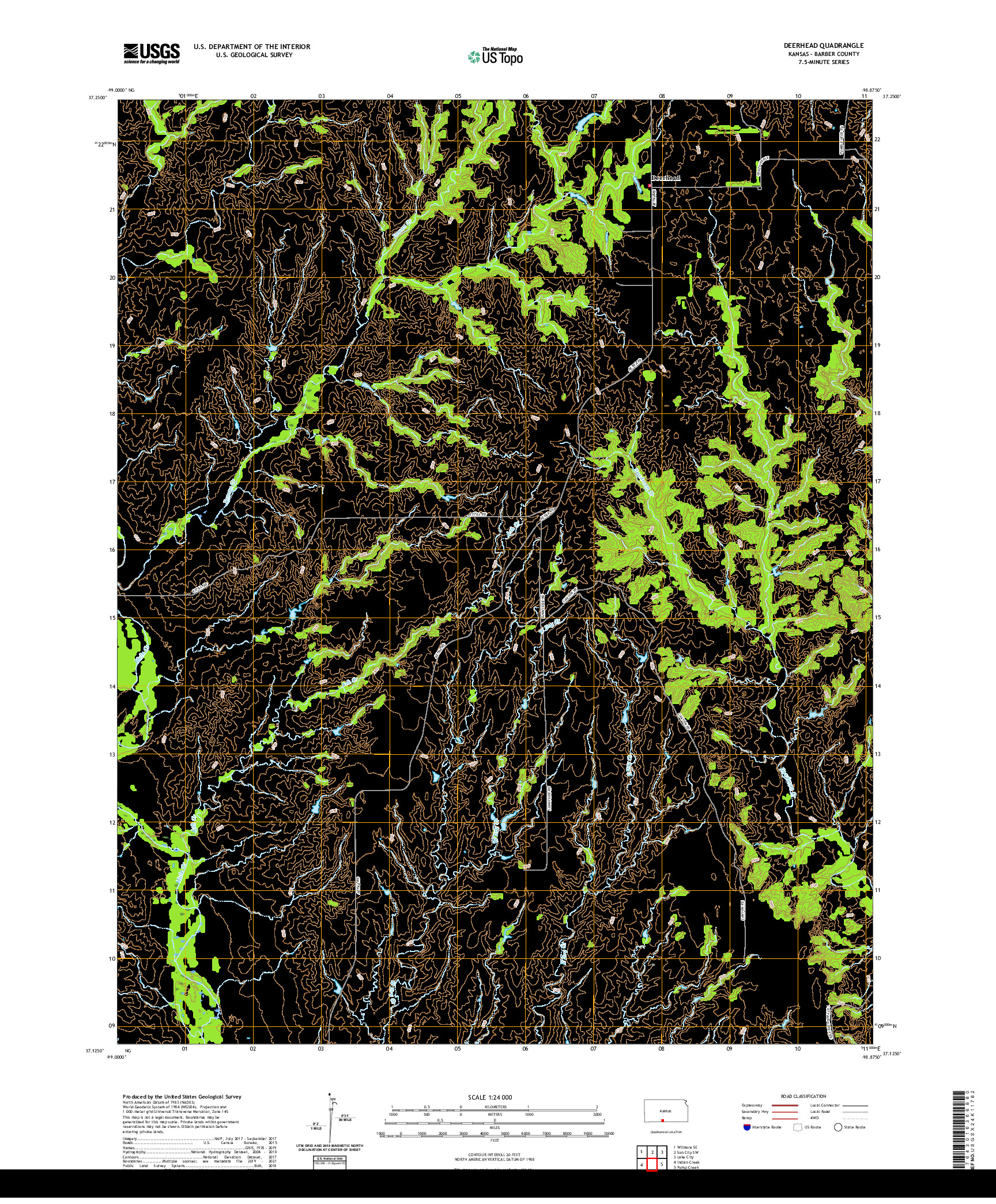 US TOPO 7.5-MINUTE MAP FOR DEERHEAD, KS