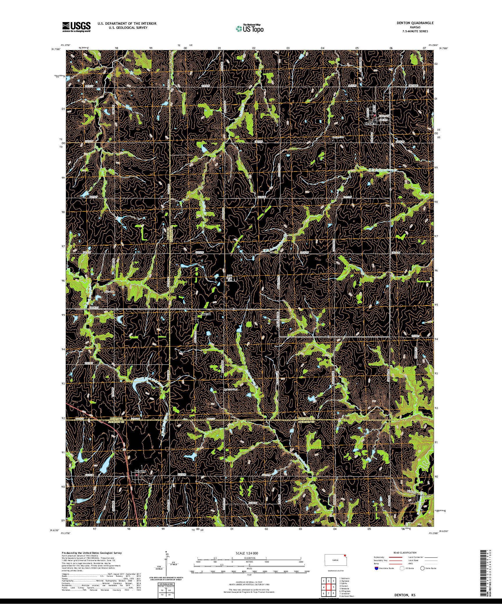 US TOPO 7.5-MINUTE MAP FOR DENTON, KS