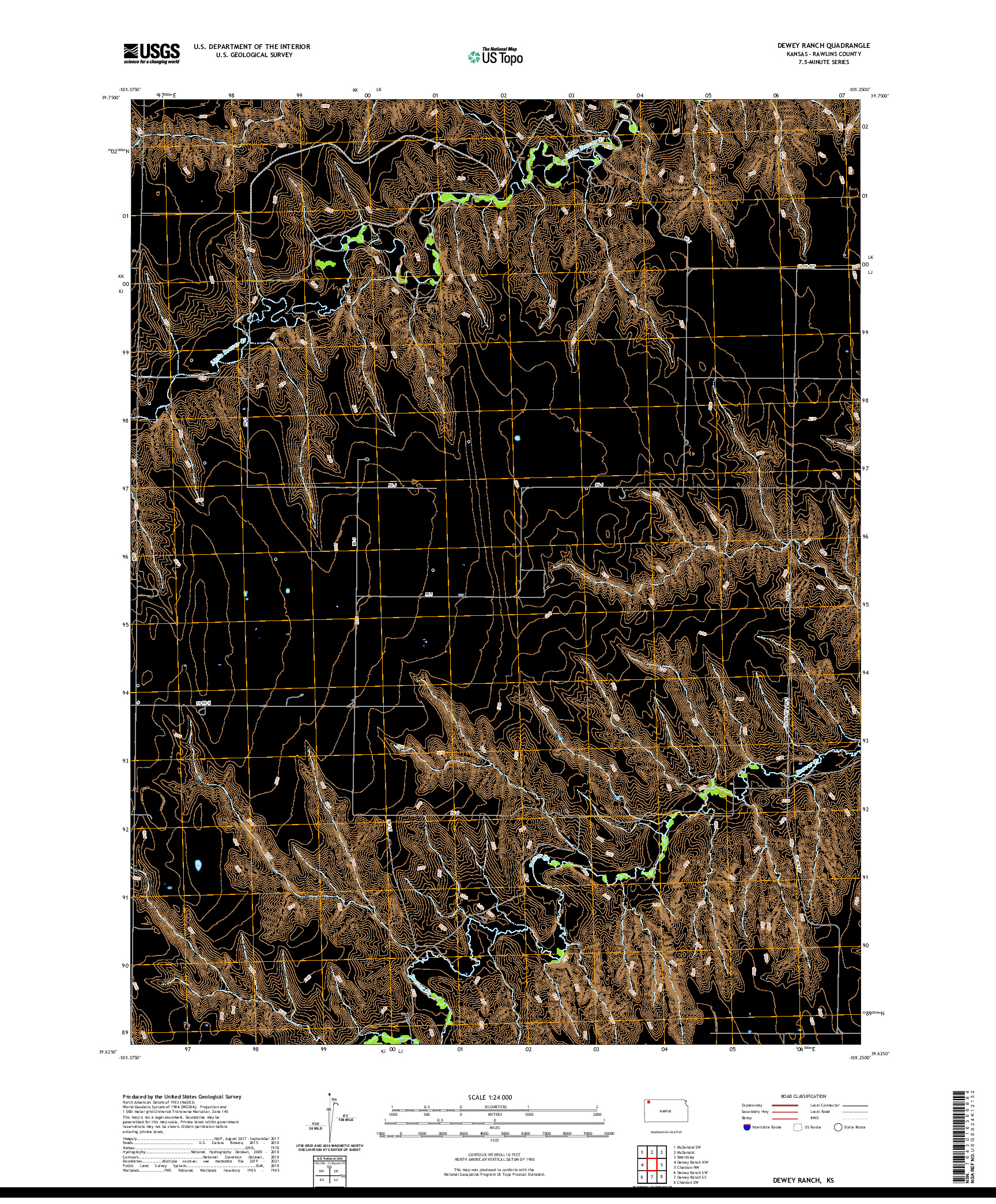 US TOPO 7.5-MINUTE MAP FOR DEWEY RANCH, KS
