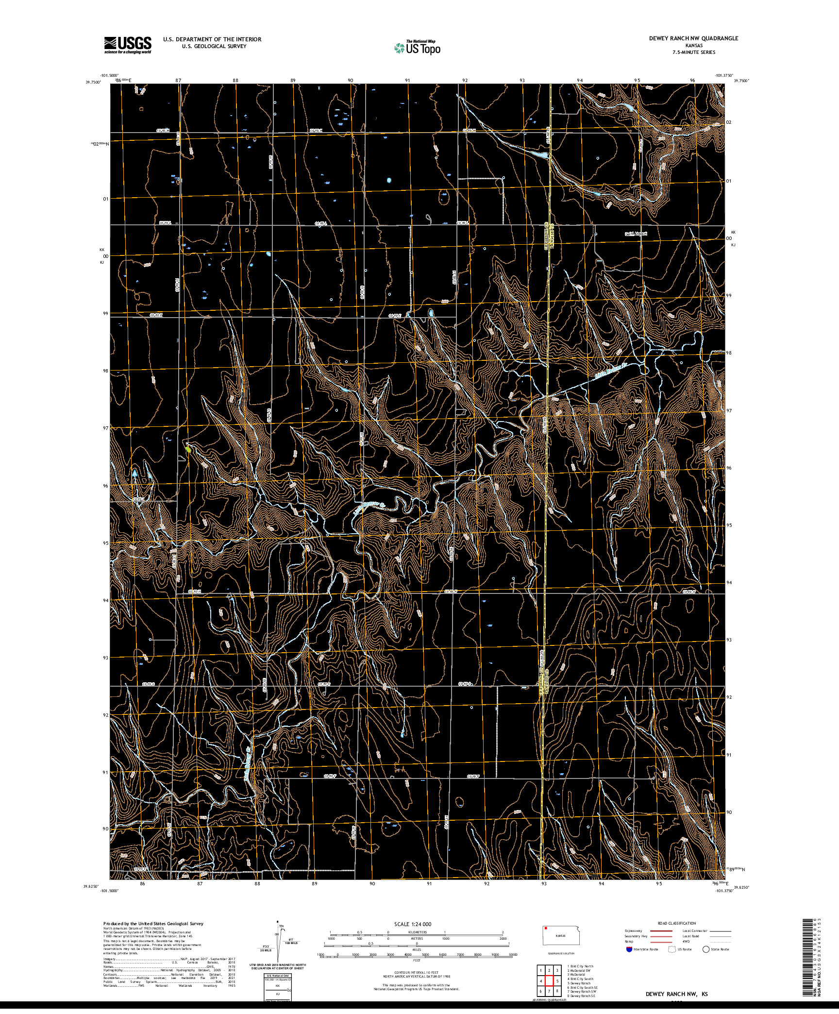 US TOPO 7.5-MINUTE MAP FOR DEWEY RANCH NW, KS