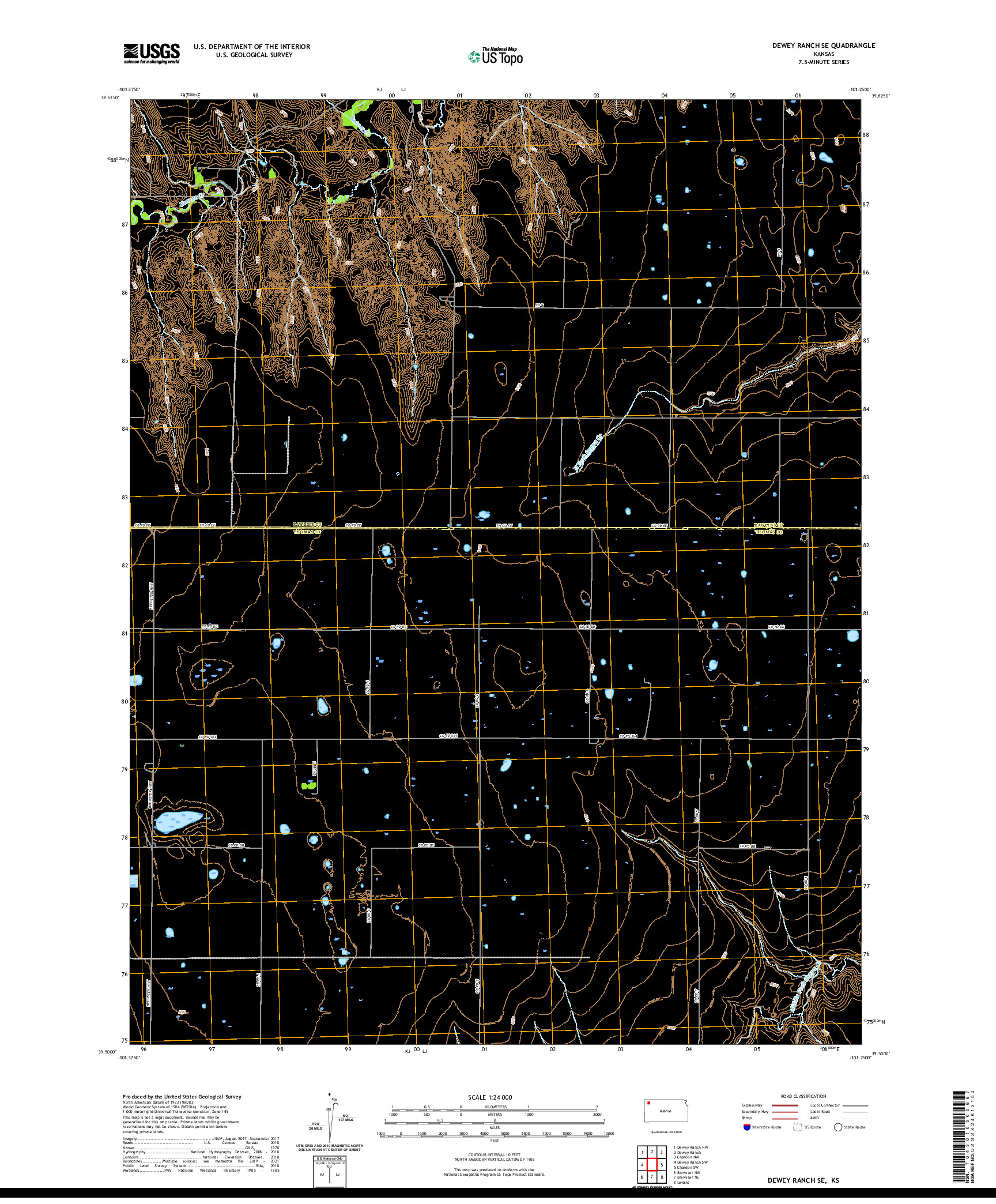 US TOPO 7.5-MINUTE MAP FOR DEWEY RANCH SE, KS