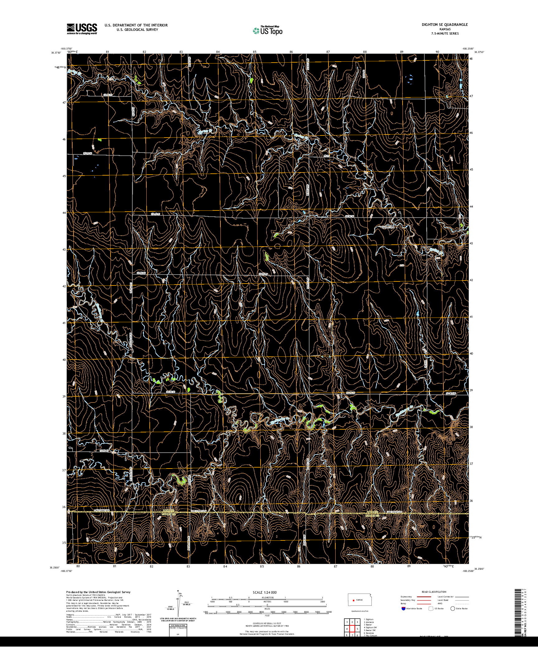 US TOPO 7.5-MINUTE MAP FOR DIGHTON SE, KS