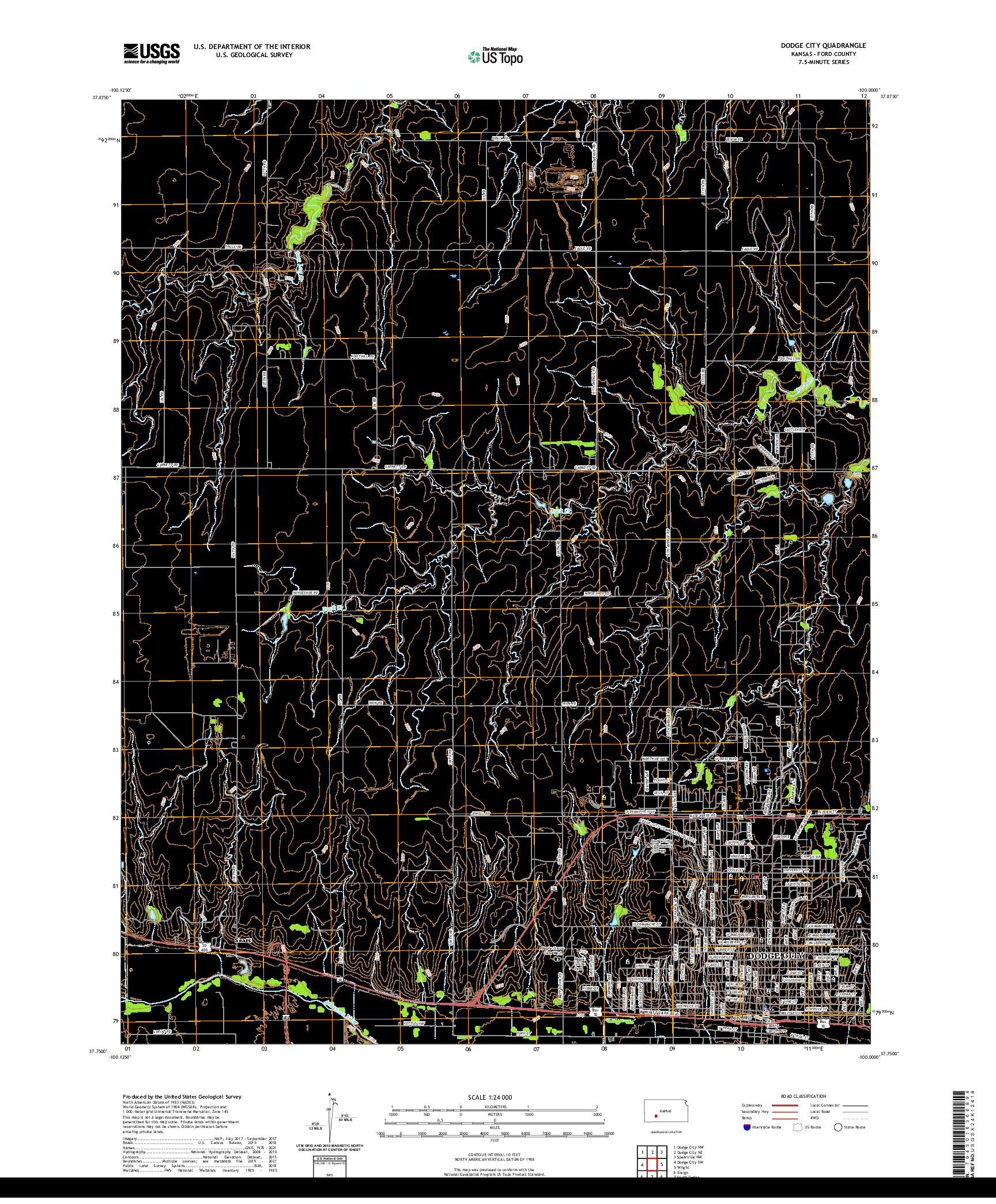 US TOPO 7.5-MINUTE MAP FOR DODGE CITY, KS