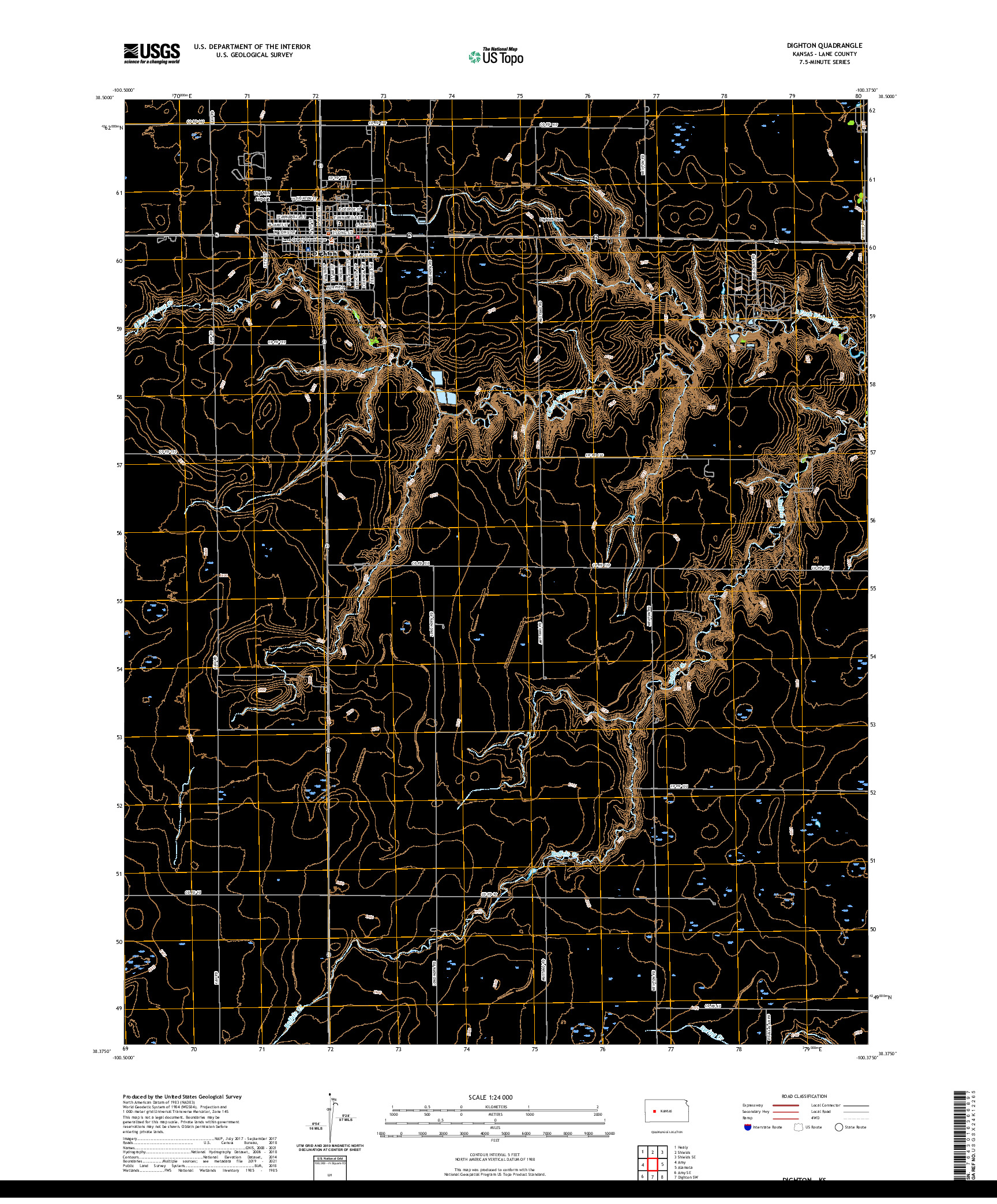 US TOPO 7.5-MINUTE MAP FOR DIGHTON, KS