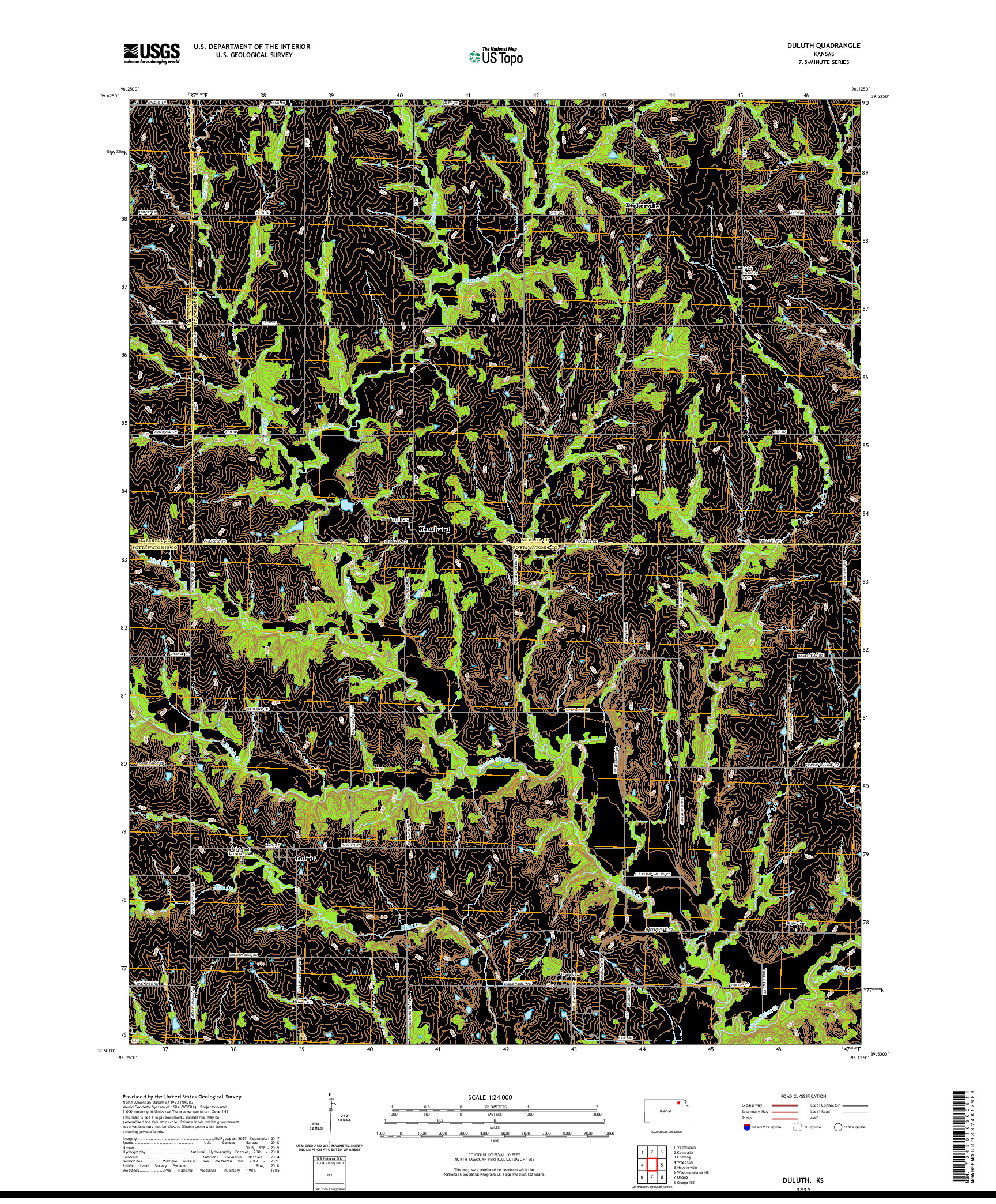 US TOPO 7.5-MINUTE MAP FOR DULUTH, KS