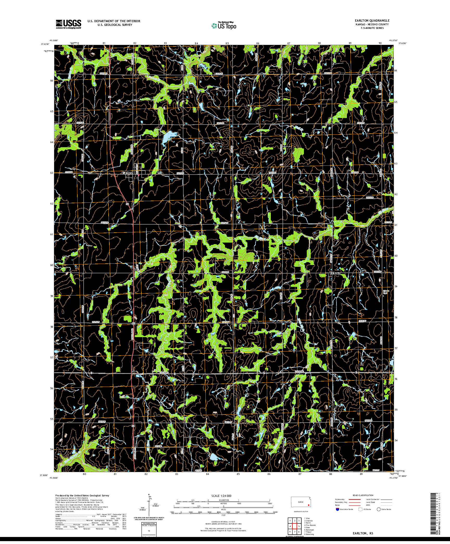 US TOPO 7.5-MINUTE MAP FOR EARLTON, KS