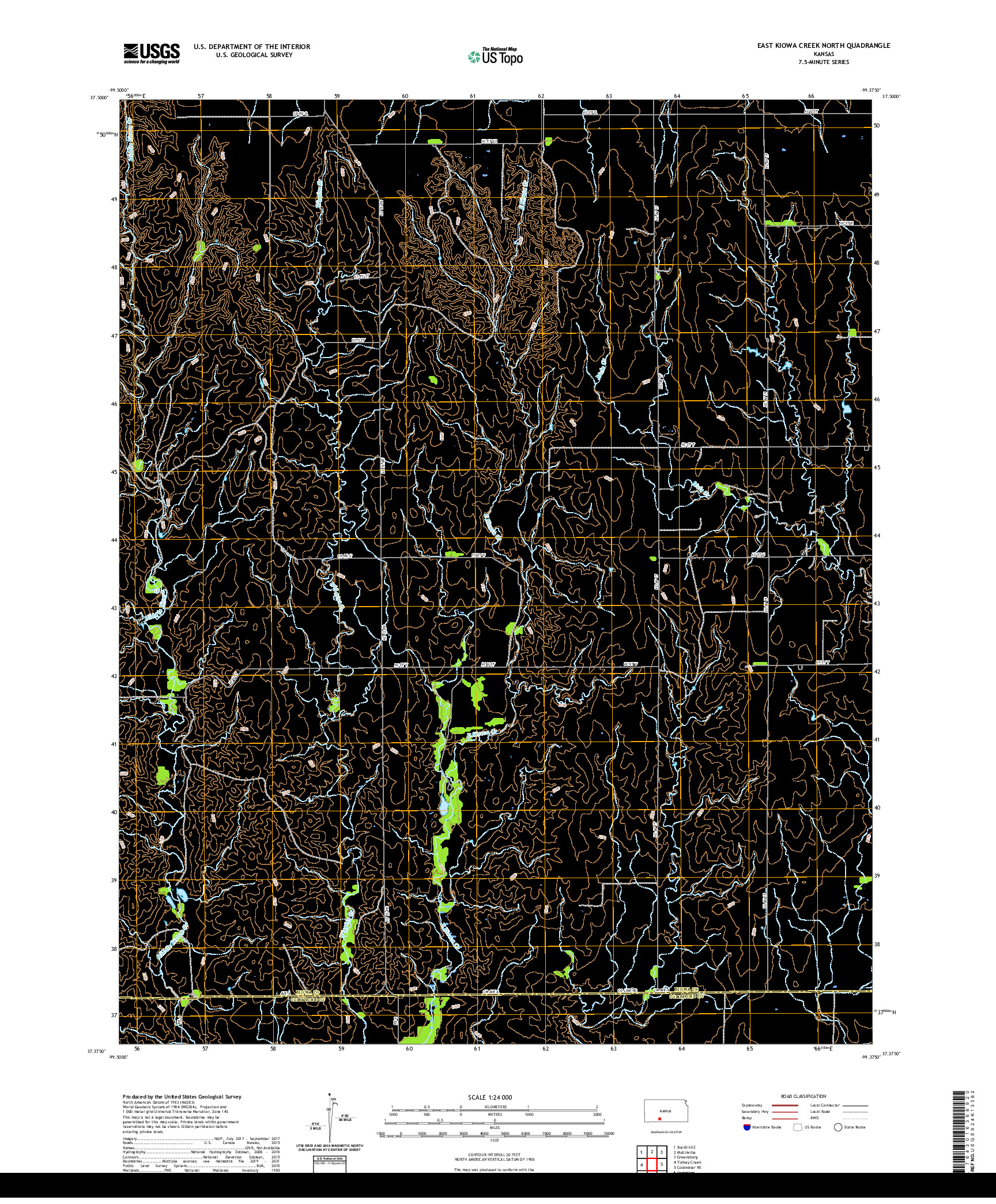 US TOPO 7.5-MINUTE MAP FOR EAST KIOWA CREEK NORTH, KS