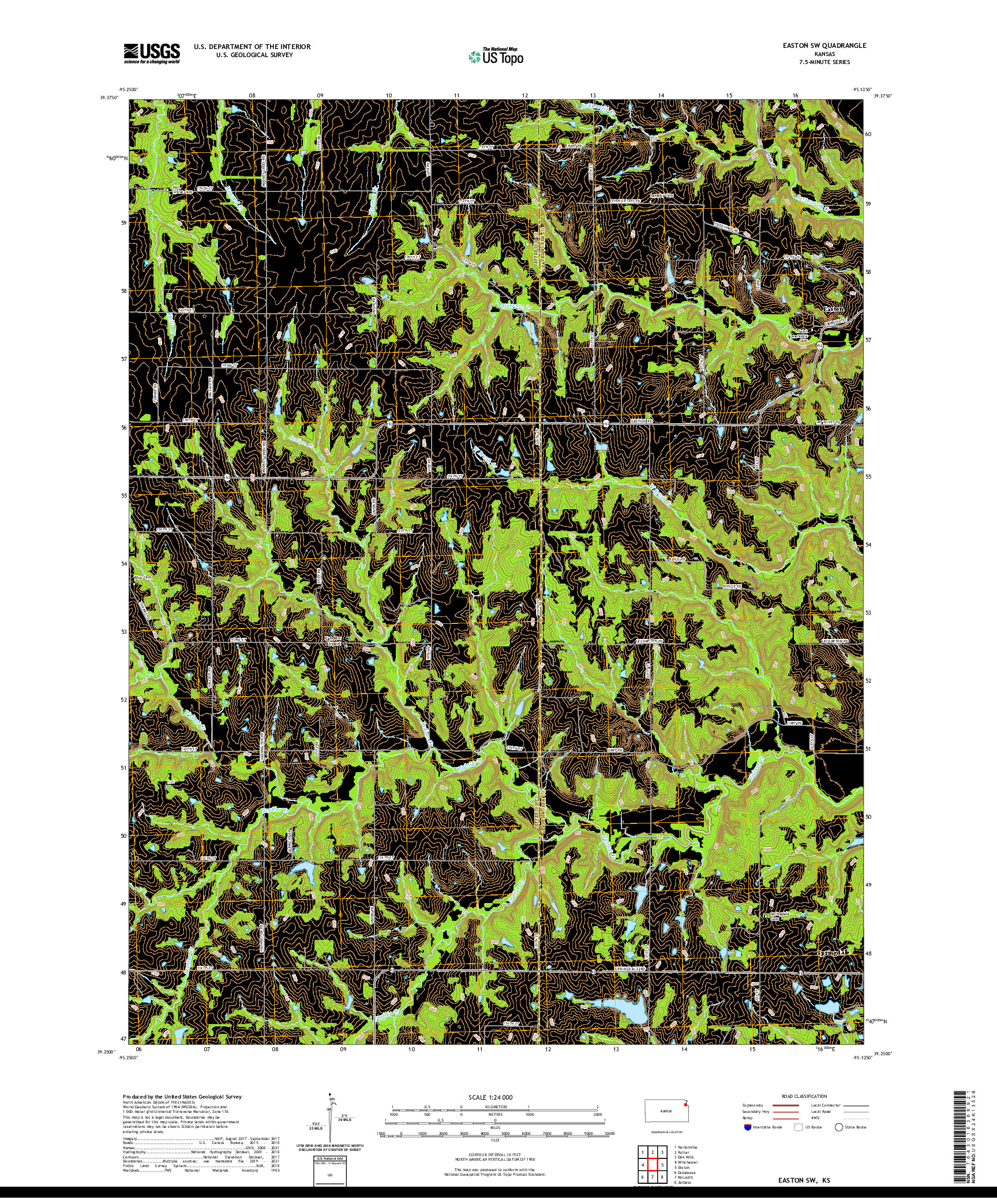 US TOPO 7.5-MINUTE MAP FOR EASTON SW, KS