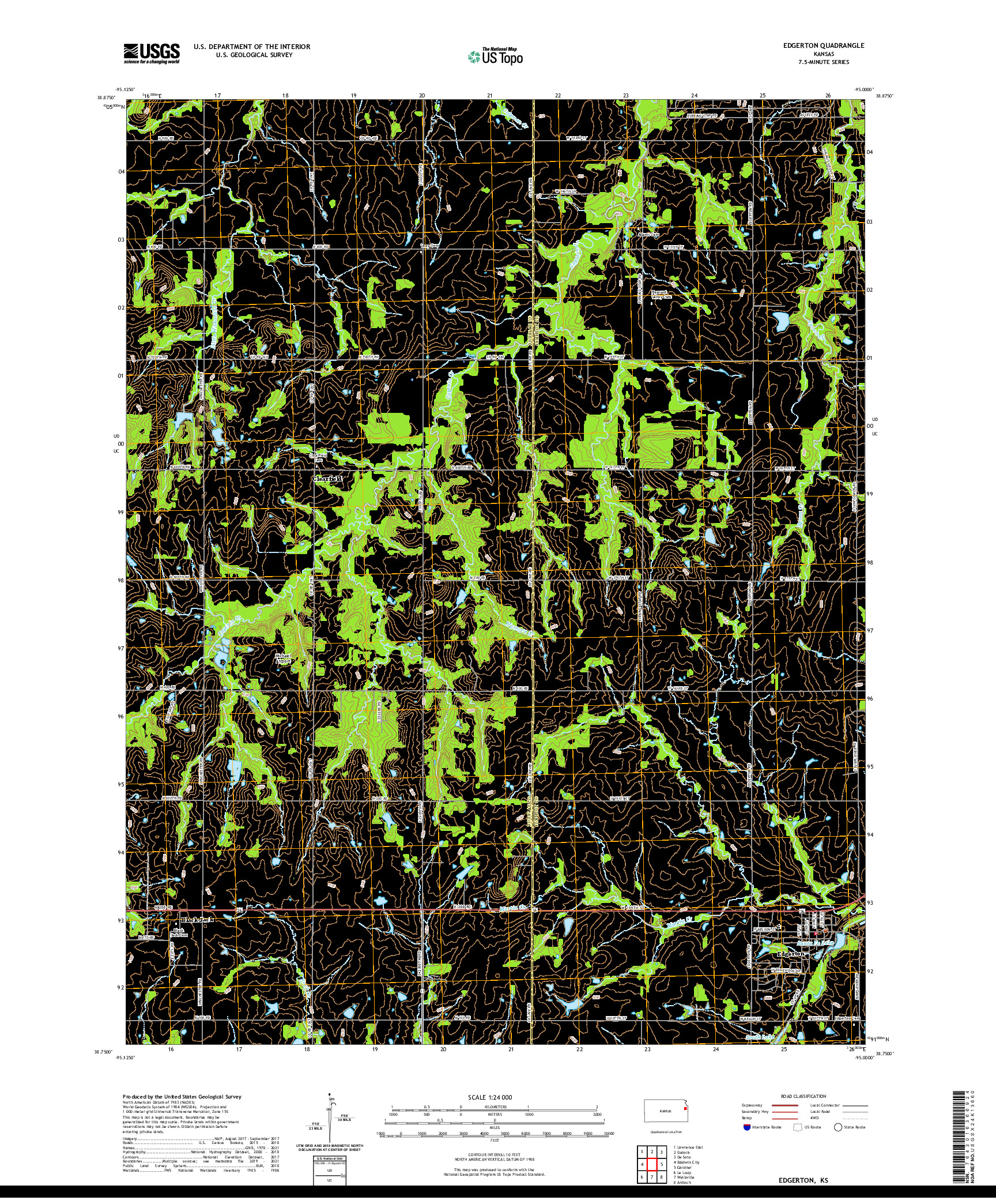 US TOPO 7.5-MINUTE MAP FOR EDGERTON, KS