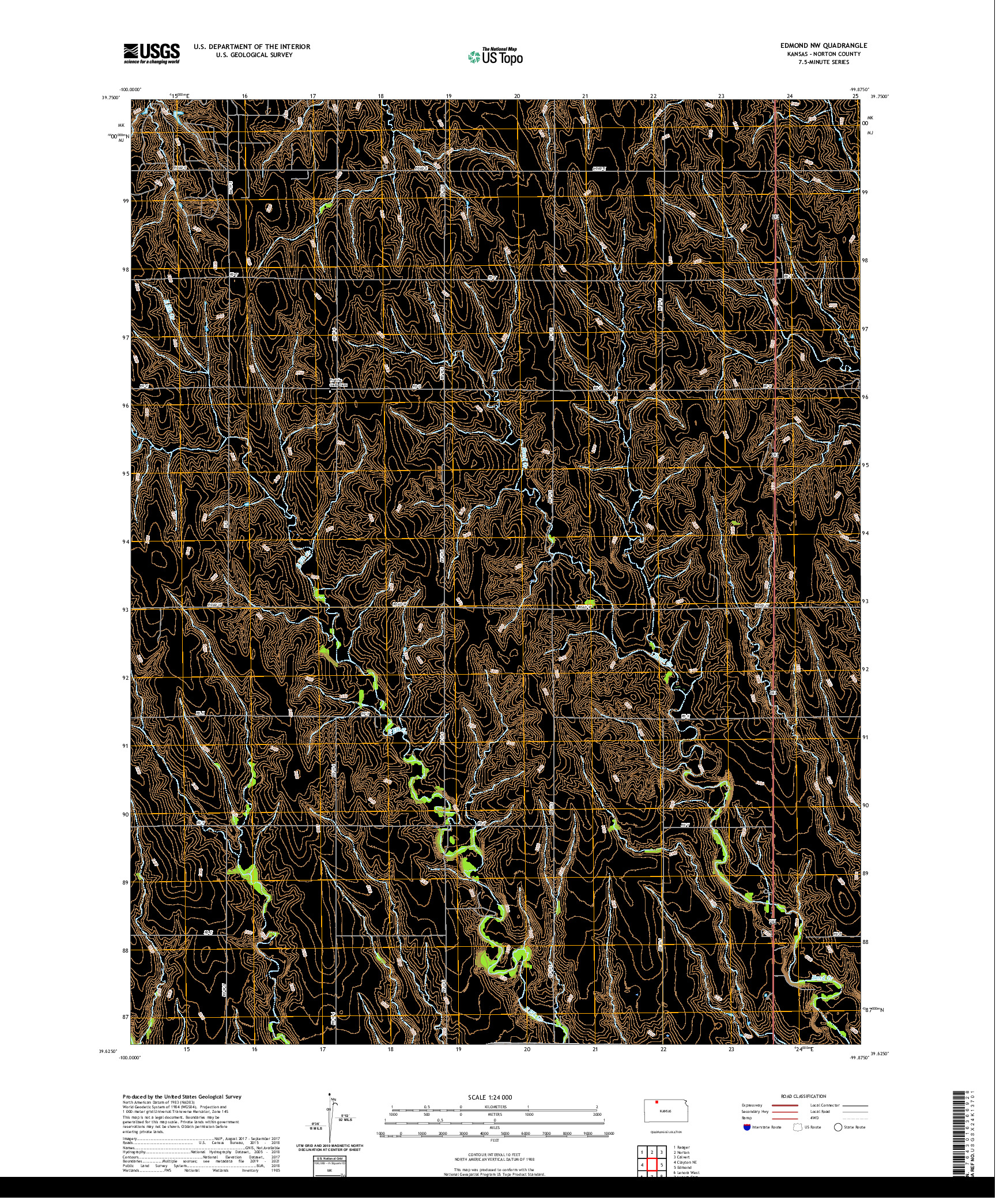 US TOPO 7.5-MINUTE MAP FOR EDMOND NW, KS