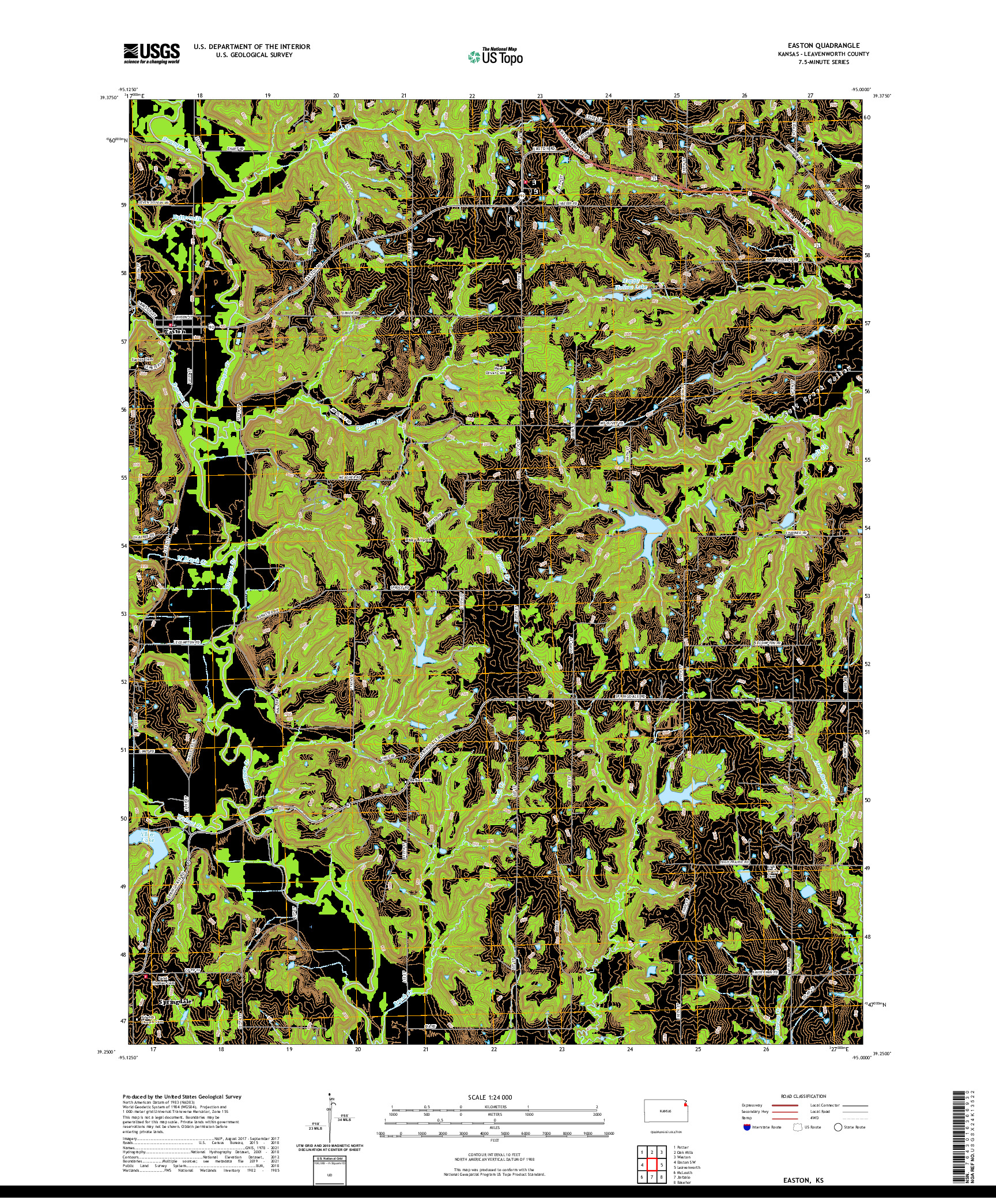 US TOPO 7.5-MINUTE MAP FOR EASTON, KS