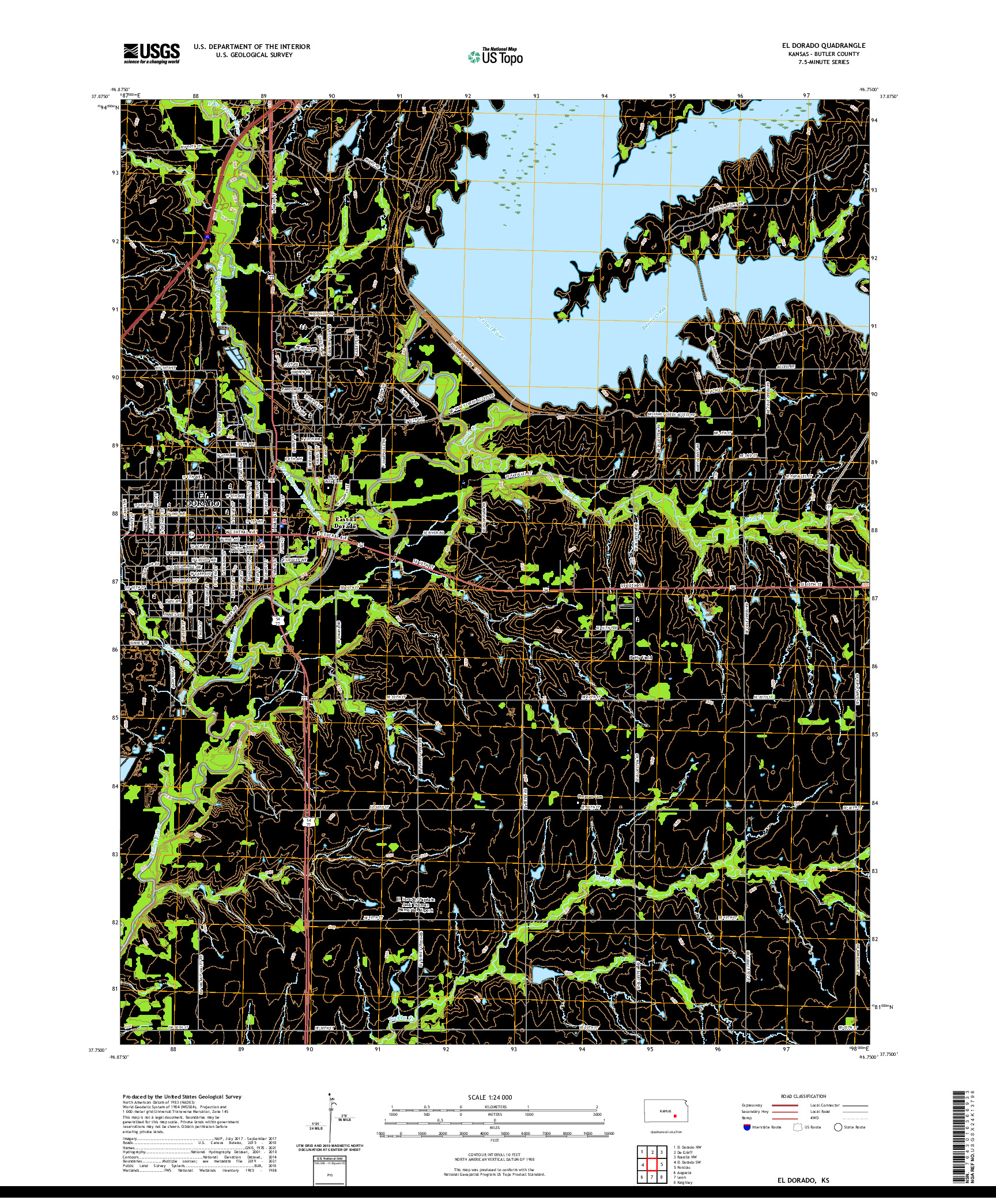 US TOPO 7.5-MINUTE MAP FOR EL DORADO, KS