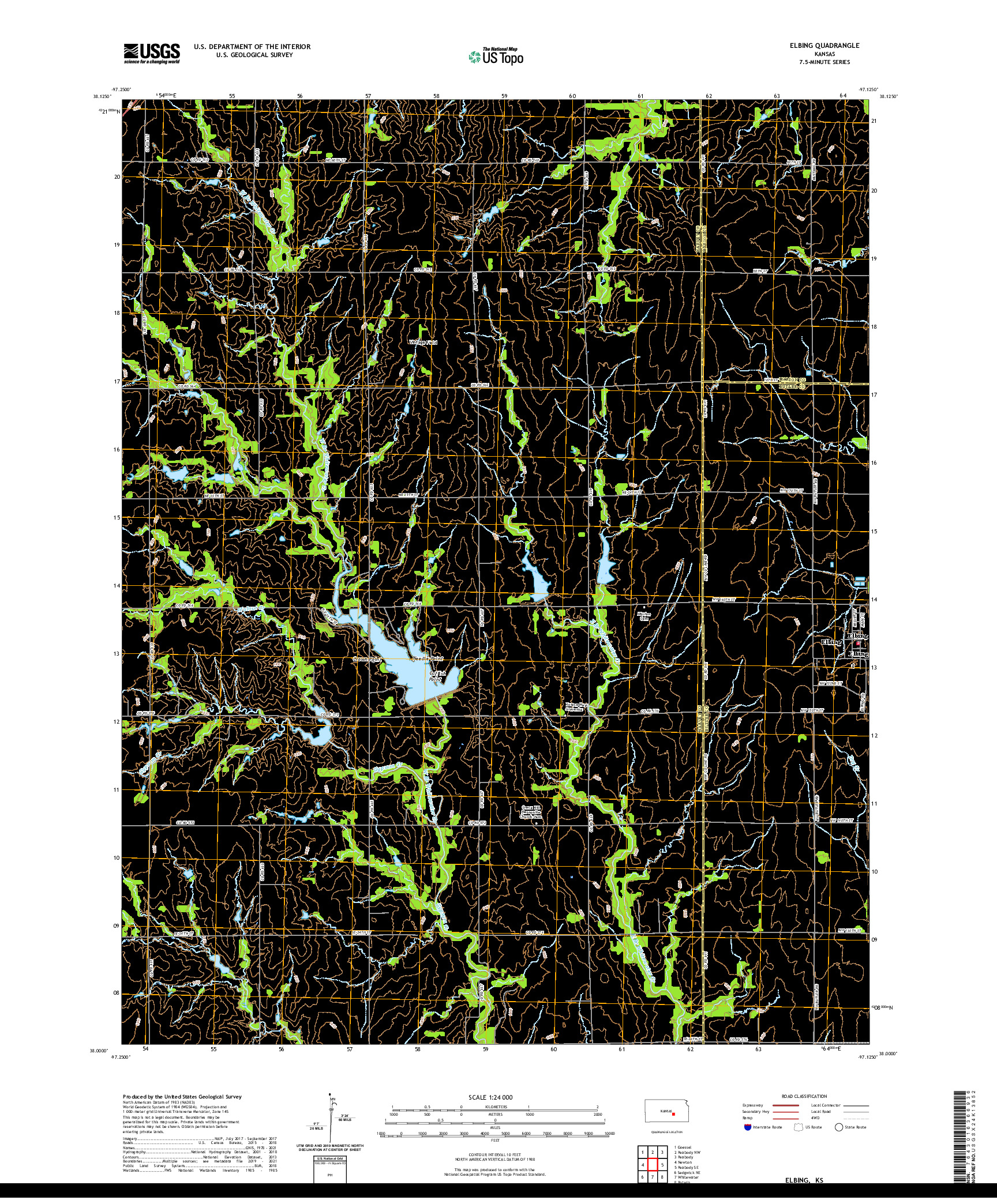 US TOPO 7.5-MINUTE MAP FOR ELBING, KS