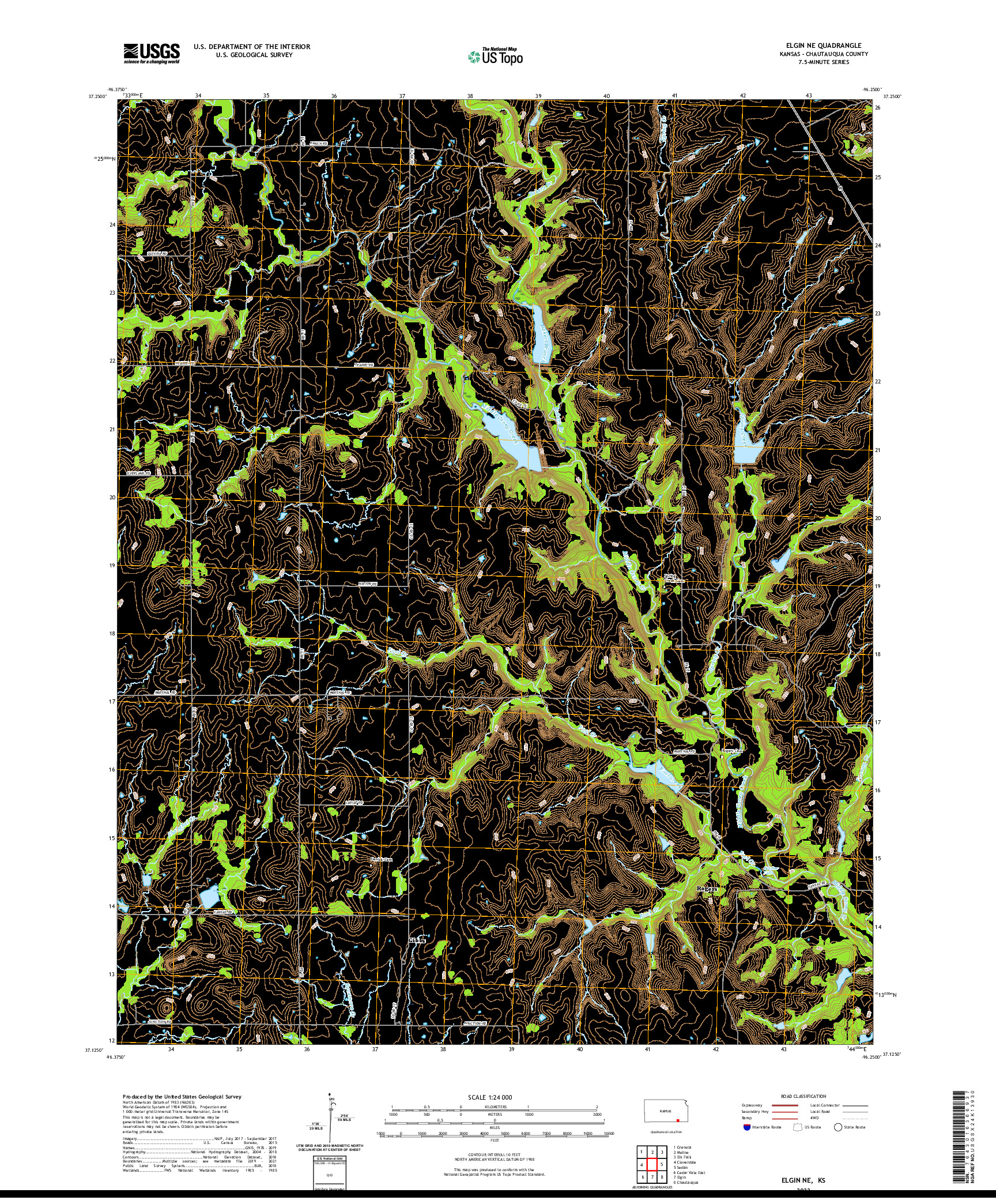 US TOPO 7.5-MINUTE MAP FOR ELGIN NE, KS