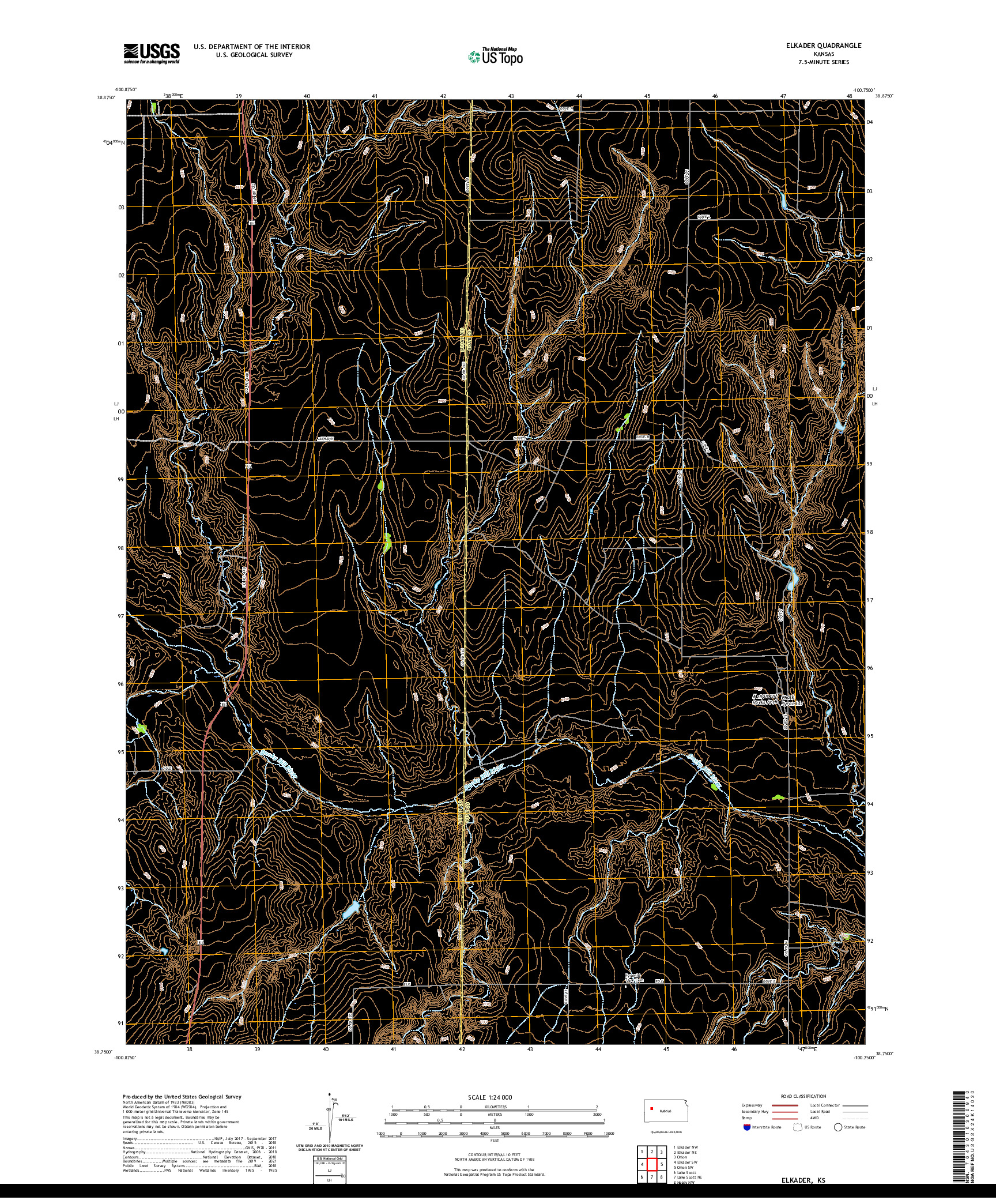 US TOPO 7.5-MINUTE MAP FOR ELKADER, KS