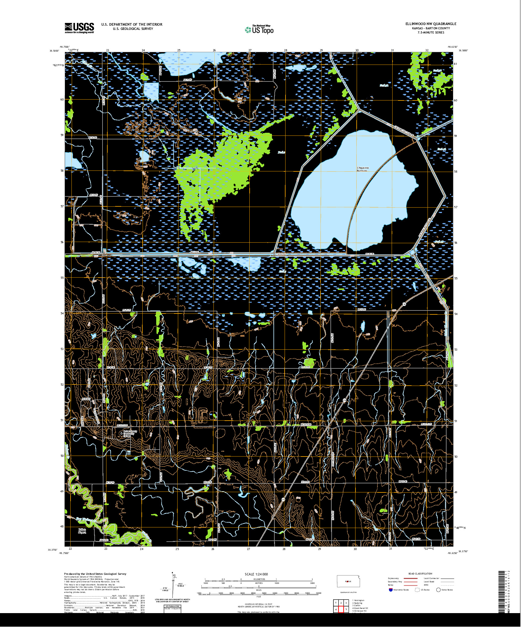 US TOPO 7.5-MINUTE MAP FOR ELLINWOOD NW, KS