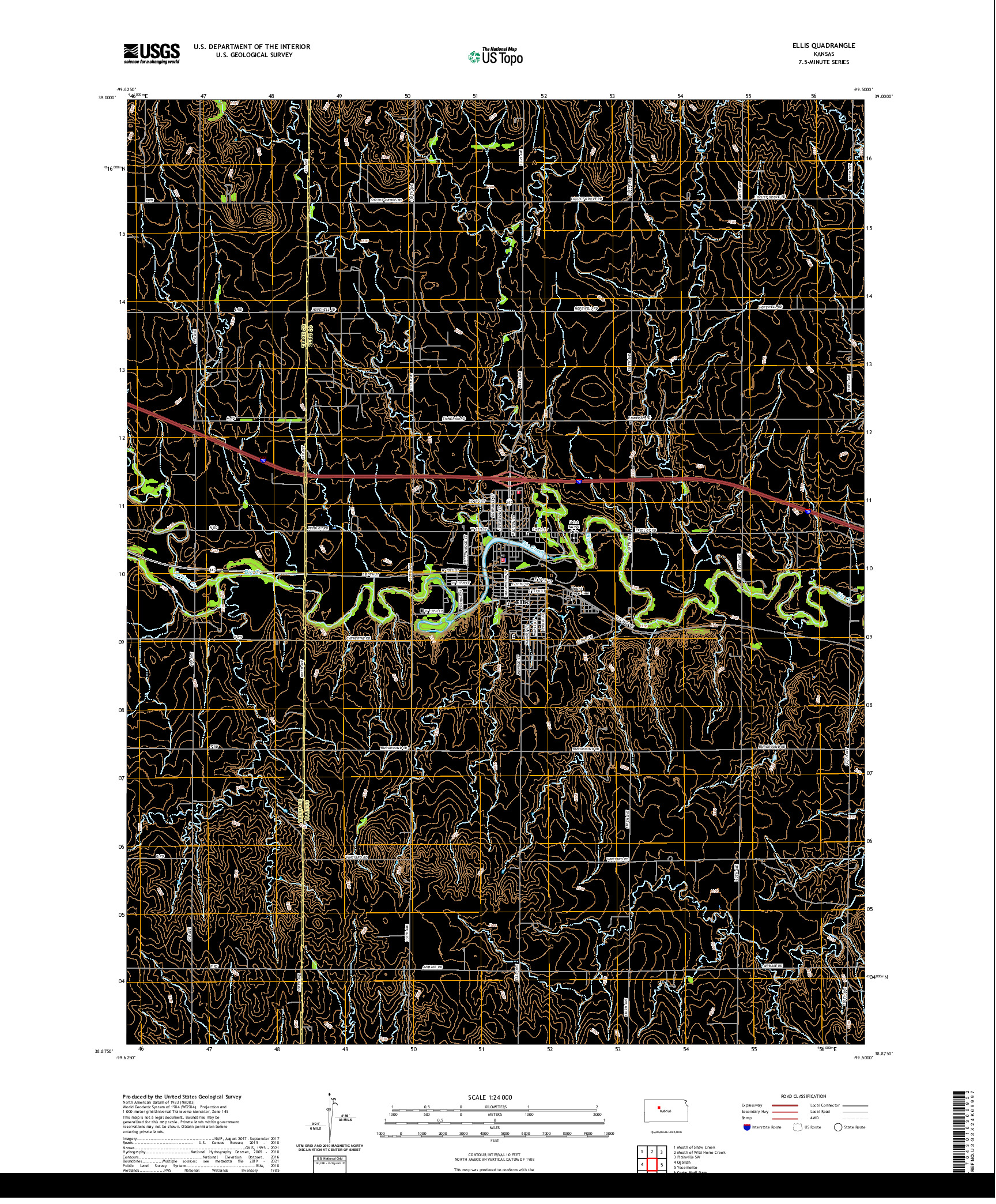 US TOPO 7.5-MINUTE MAP FOR ELLIS, KS