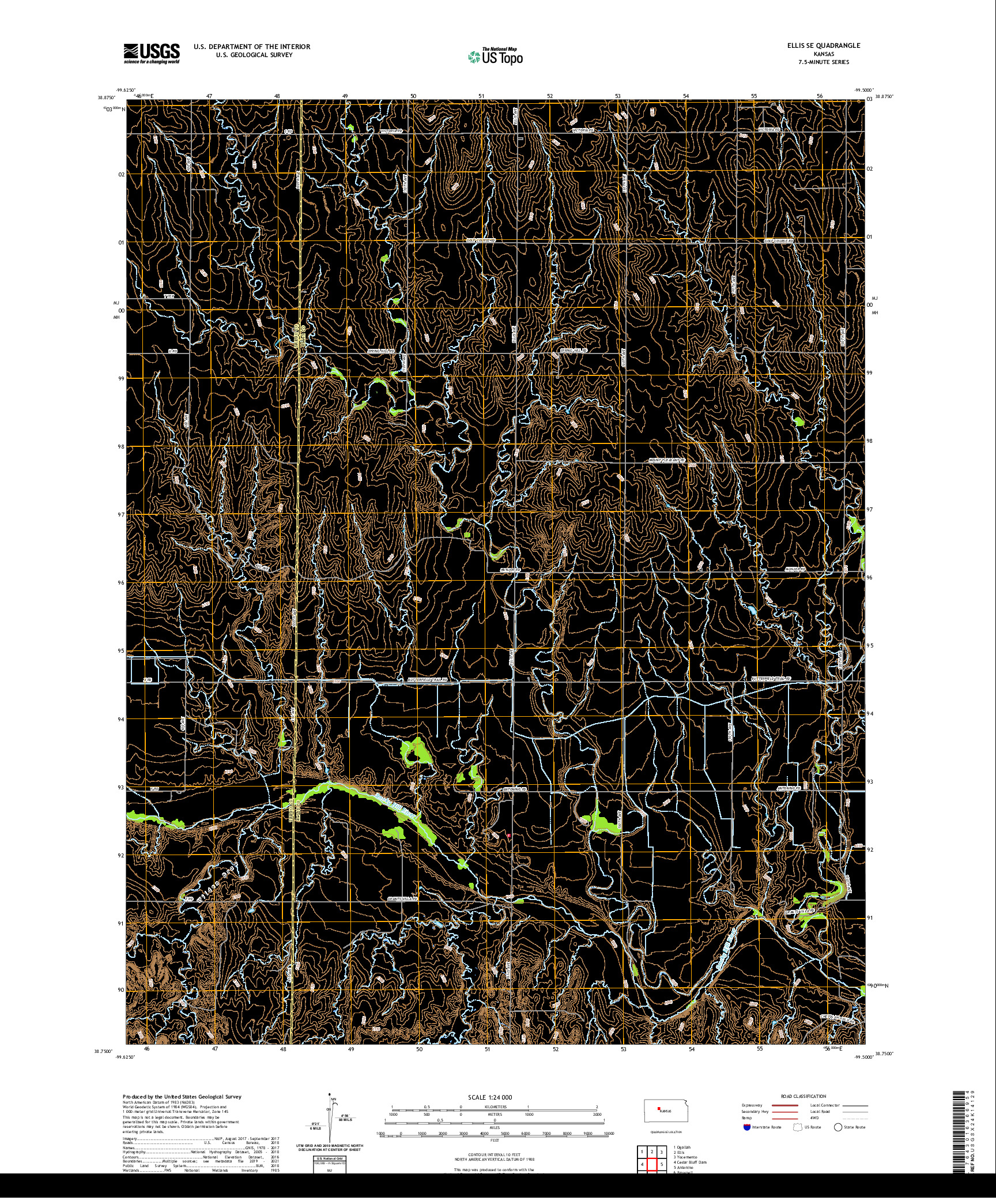 US TOPO 7.5-MINUTE MAP FOR ELLIS SE, KS