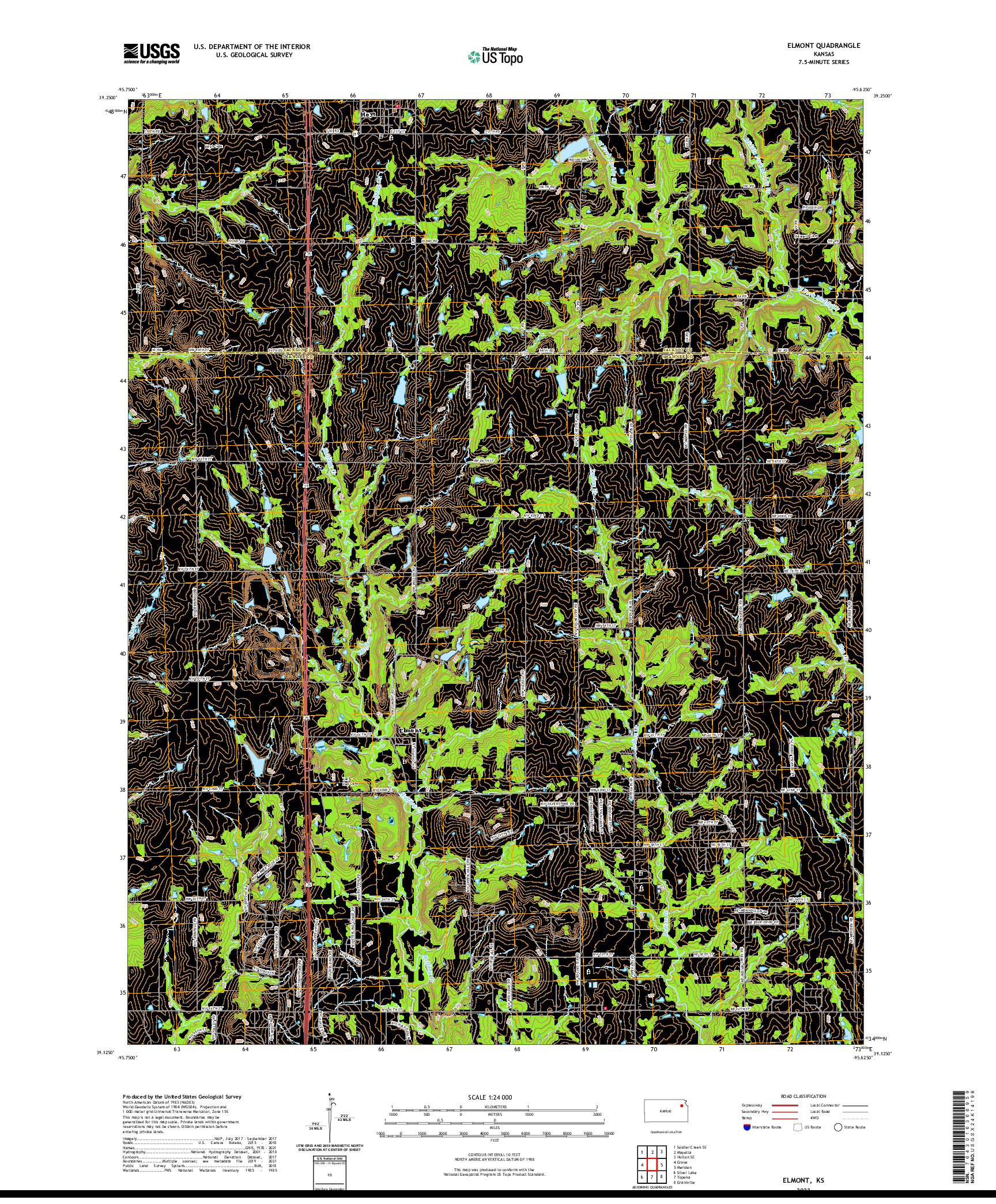 US TOPO 7.5-MINUTE MAP FOR ELMONT, KS