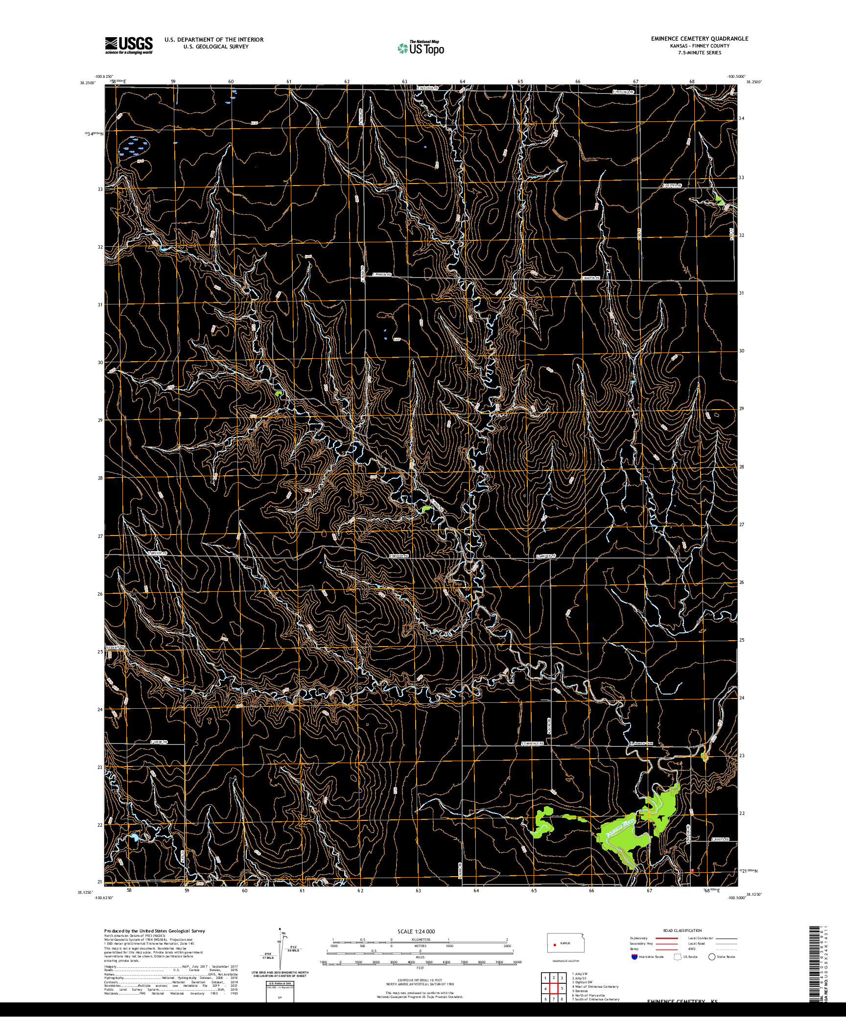 US TOPO 7.5-MINUTE MAP FOR EMINENCE CEMETERY, KS