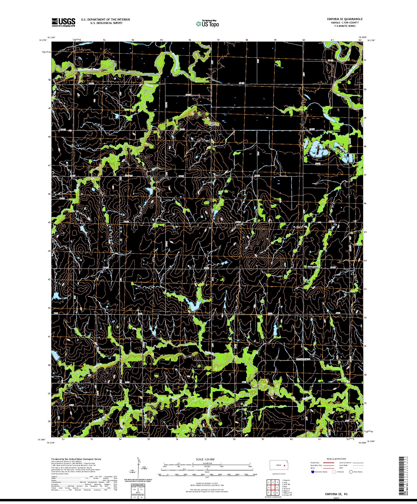 US TOPO 7.5-MINUTE MAP FOR EMPORIA SE, KS