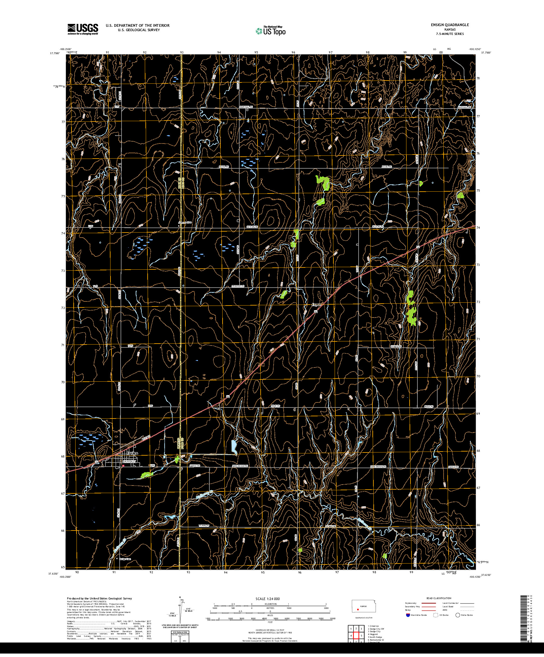 US TOPO 7.5-MINUTE MAP FOR ENSIGN, KS