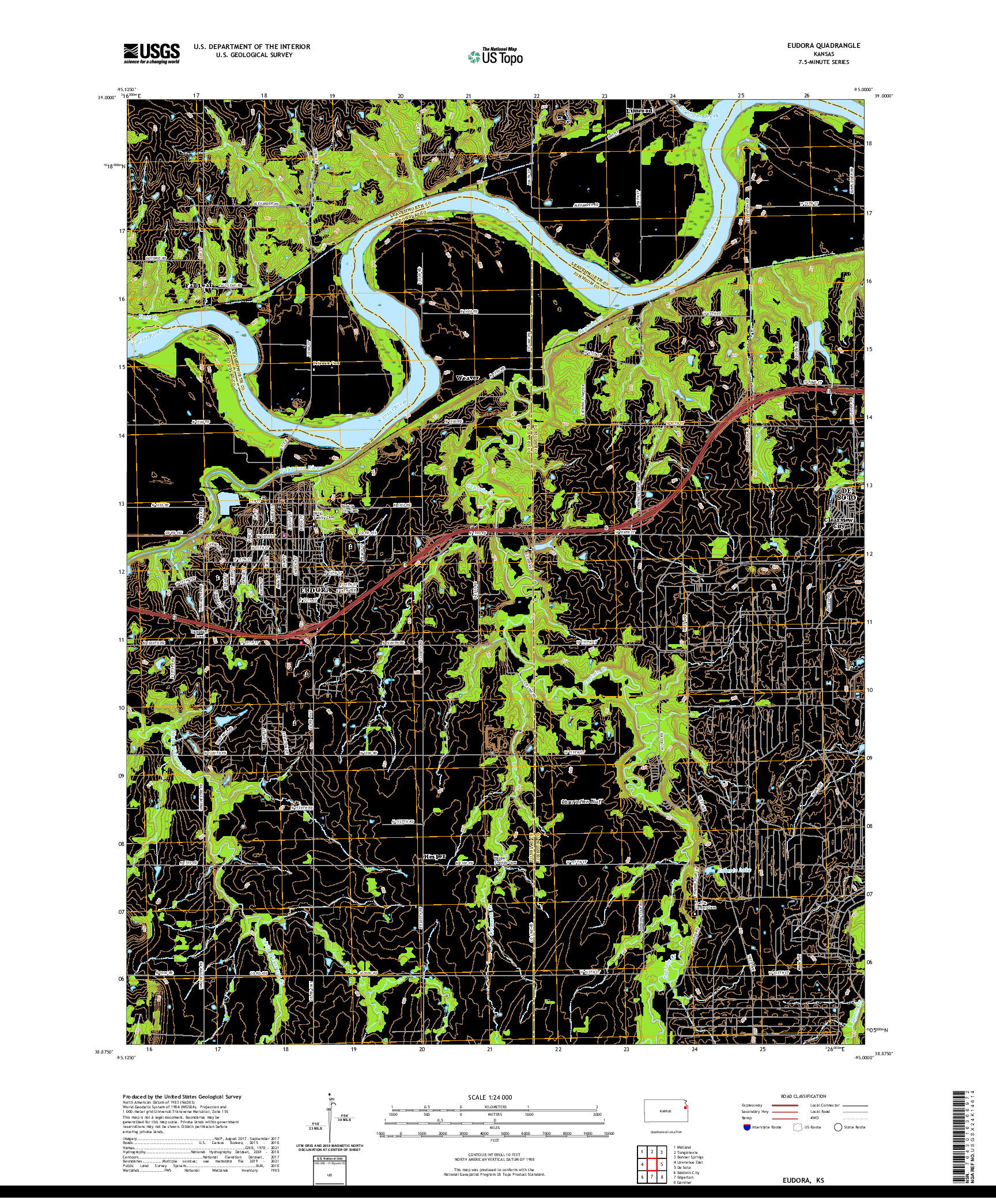 US TOPO 7.5-MINUTE MAP FOR EUDORA, KS