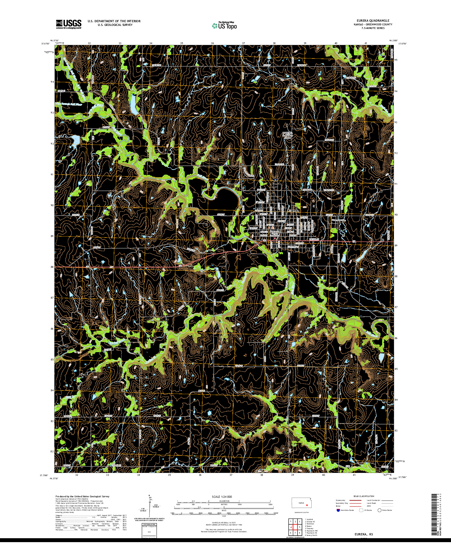 US TOPO 7.5-MINUTE MAP FOR EUREKA, KS