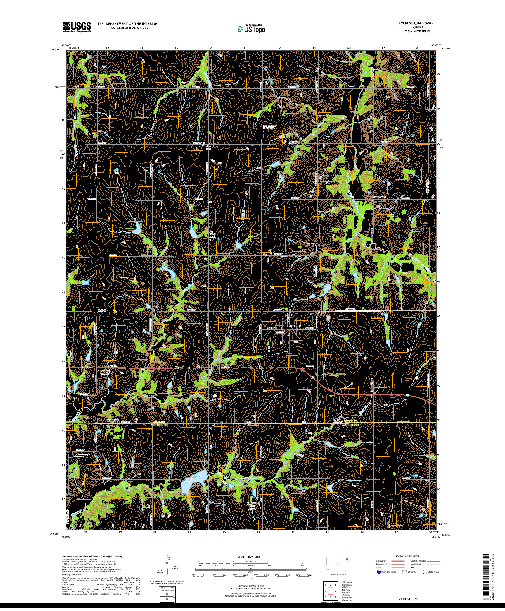 US TOPO 7.5-MINUTE MAP FOR EVEREST, KS