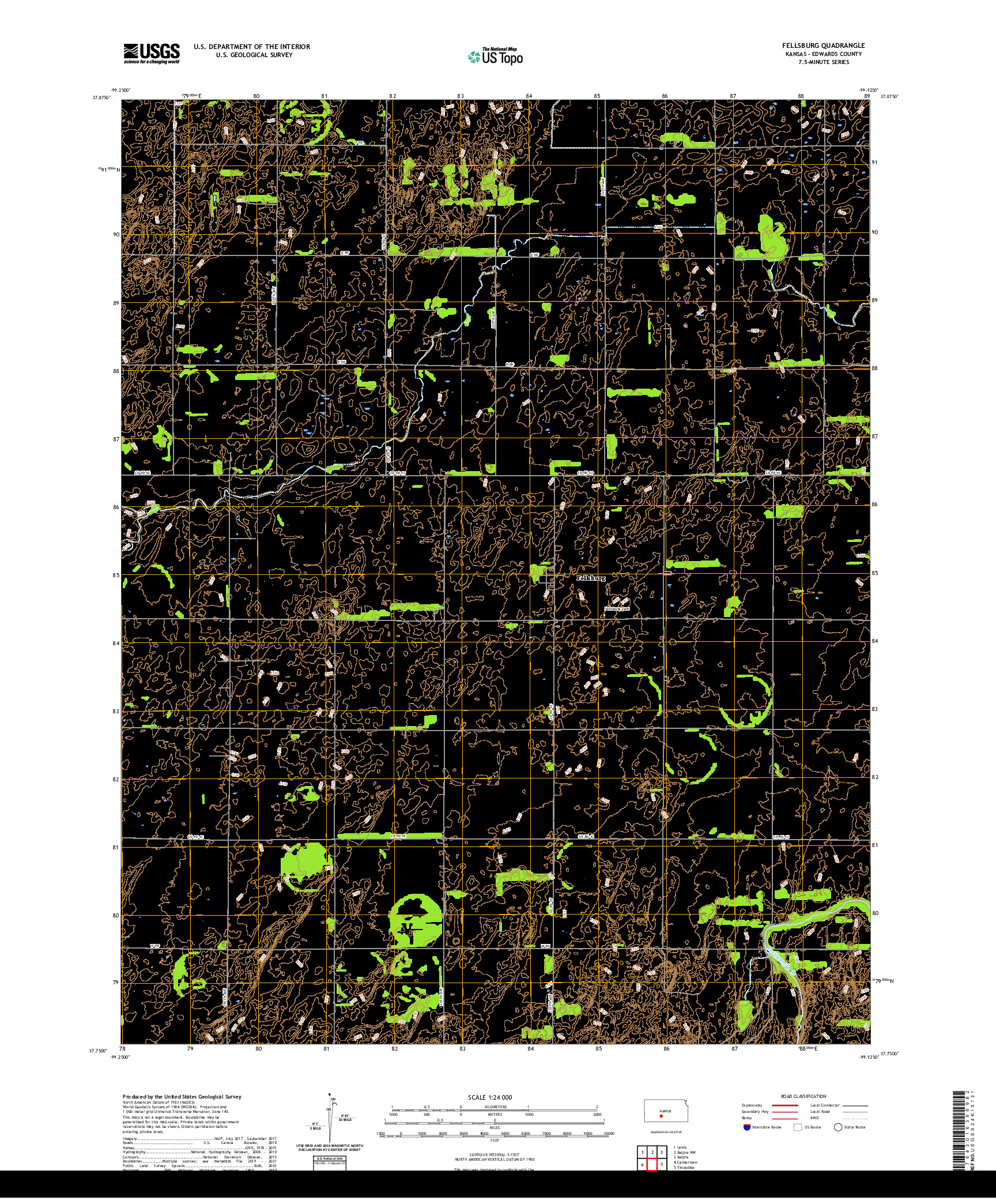 US TOPO 7.5-MINUTE MAP FOR FELLSBURG, KS