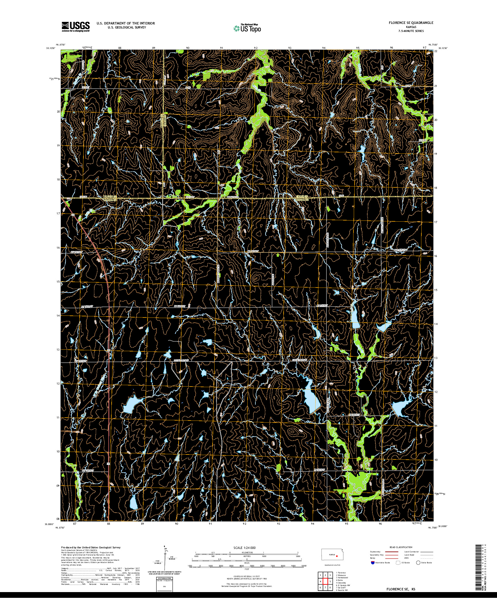 US TOPO 7.5-MINUTE MAP FOR FLORENCE SE, KS