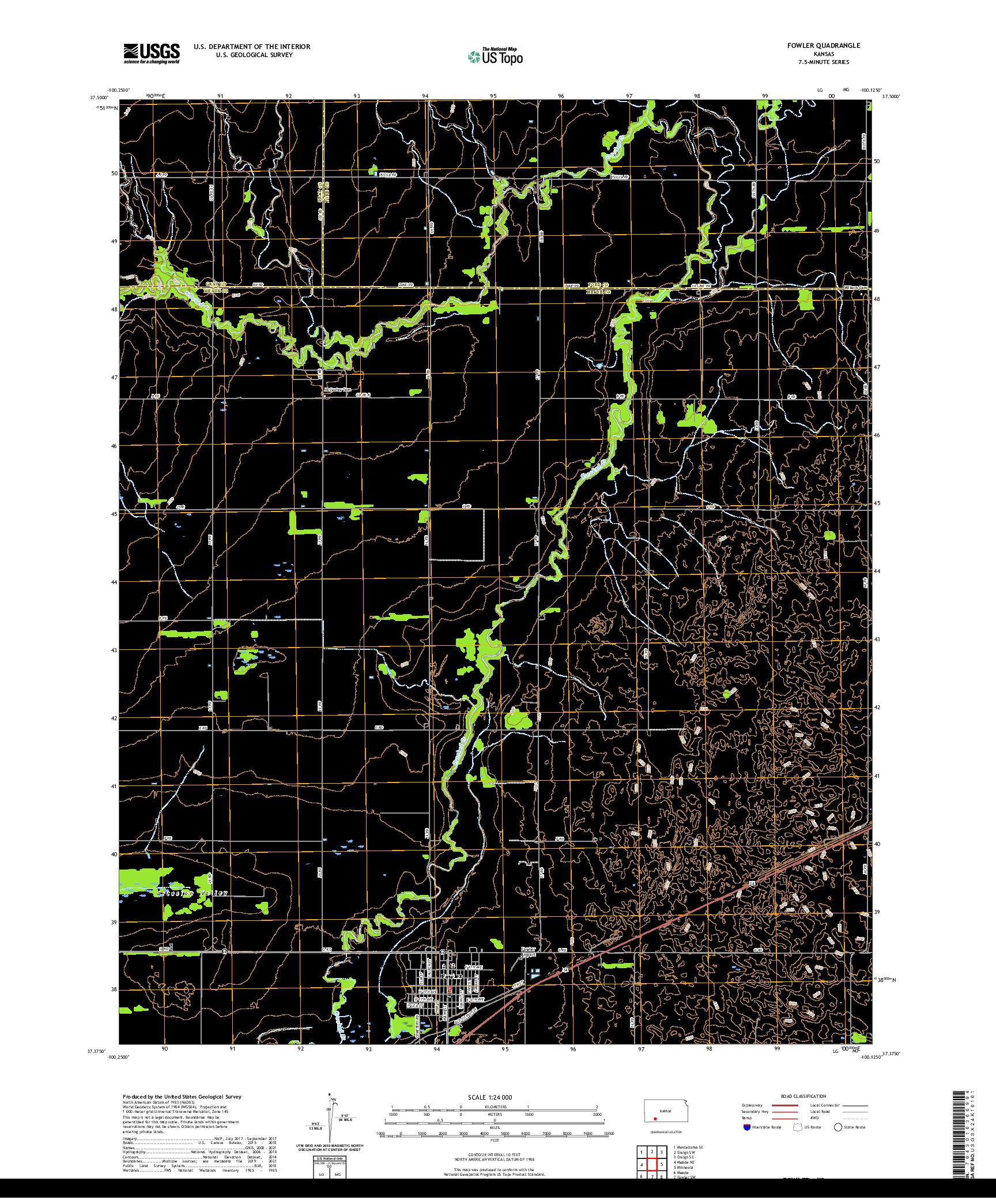 US TOPO 7.5-MINUTE MAP FOR FOWLER, KS
