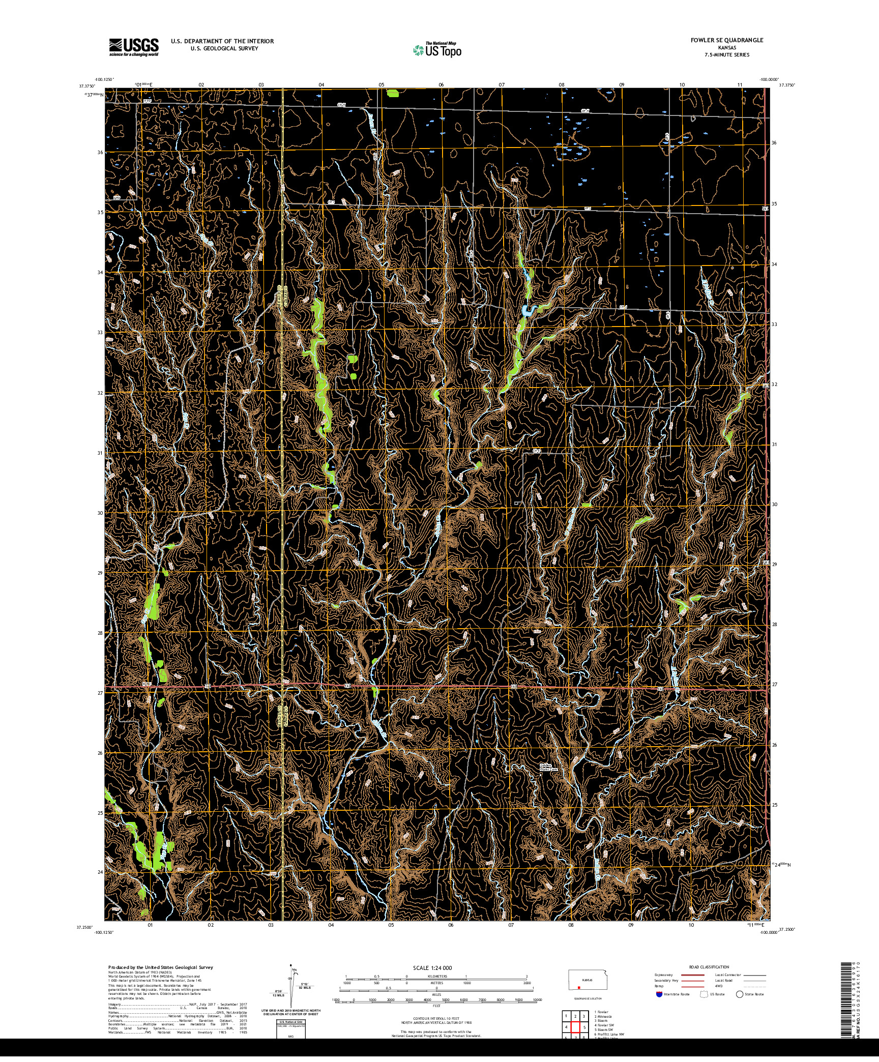 US TOPO 7.5-MINUTE MAP FOR FOWLER SE, KS