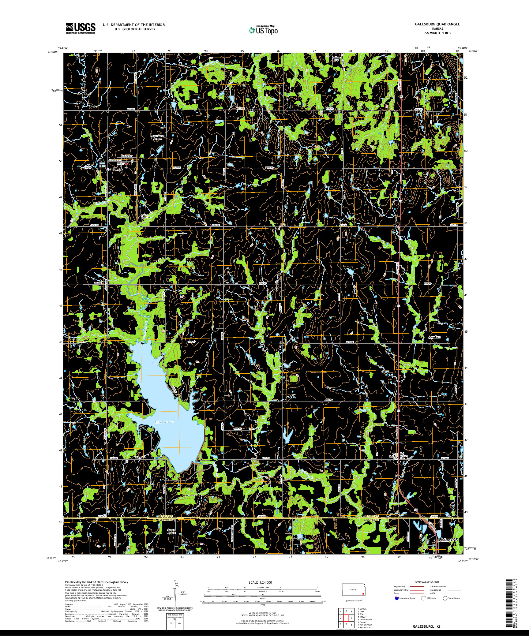 US TOPO 7.5-MINUTE MAP FOR GALESBURG, KS