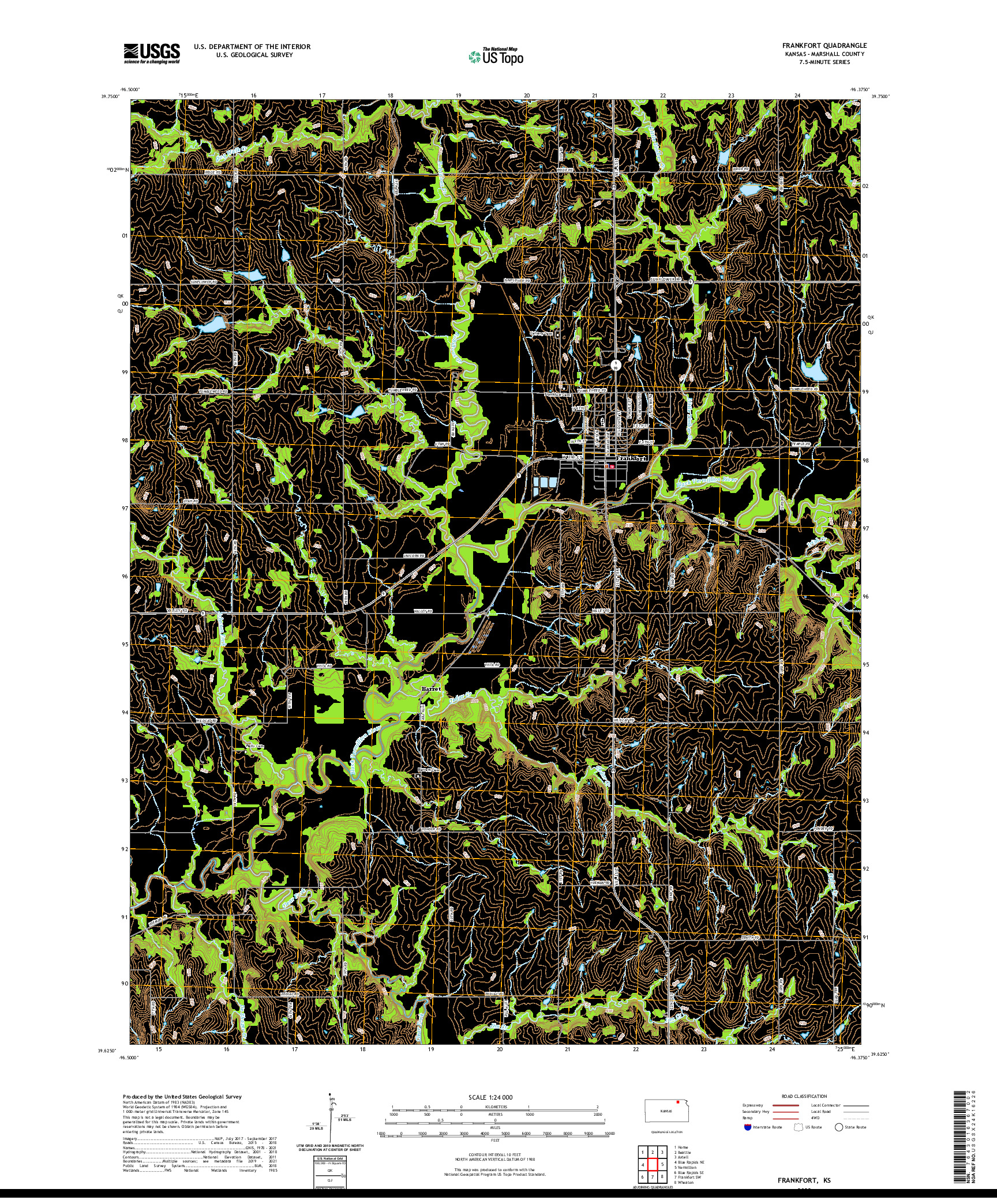 US TOPO 7.5-MINUTE MAP FOR FRANKFORT, KS