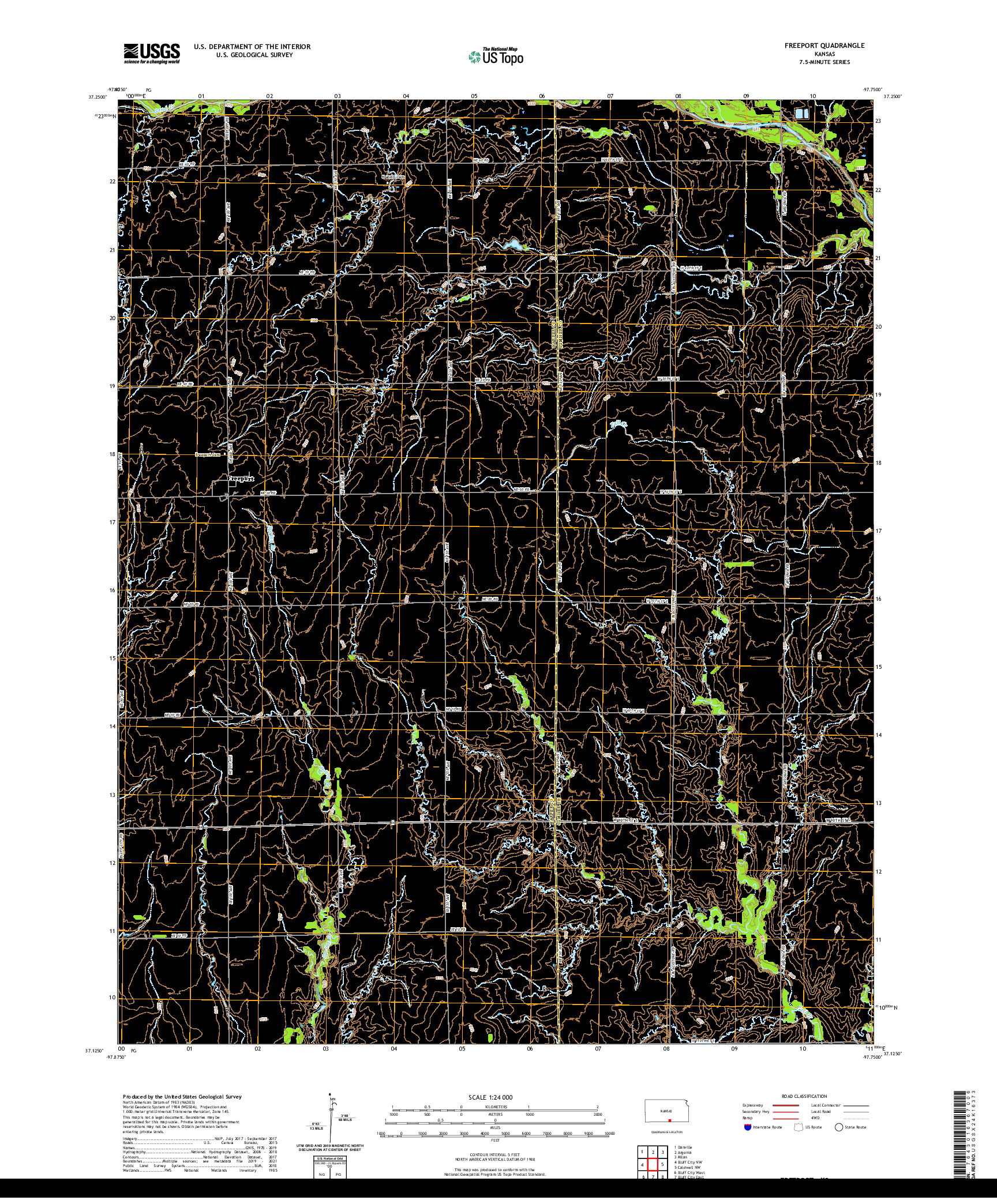 US TOPO 7.5-MINUTE MAP FOR FREEPORT, KS