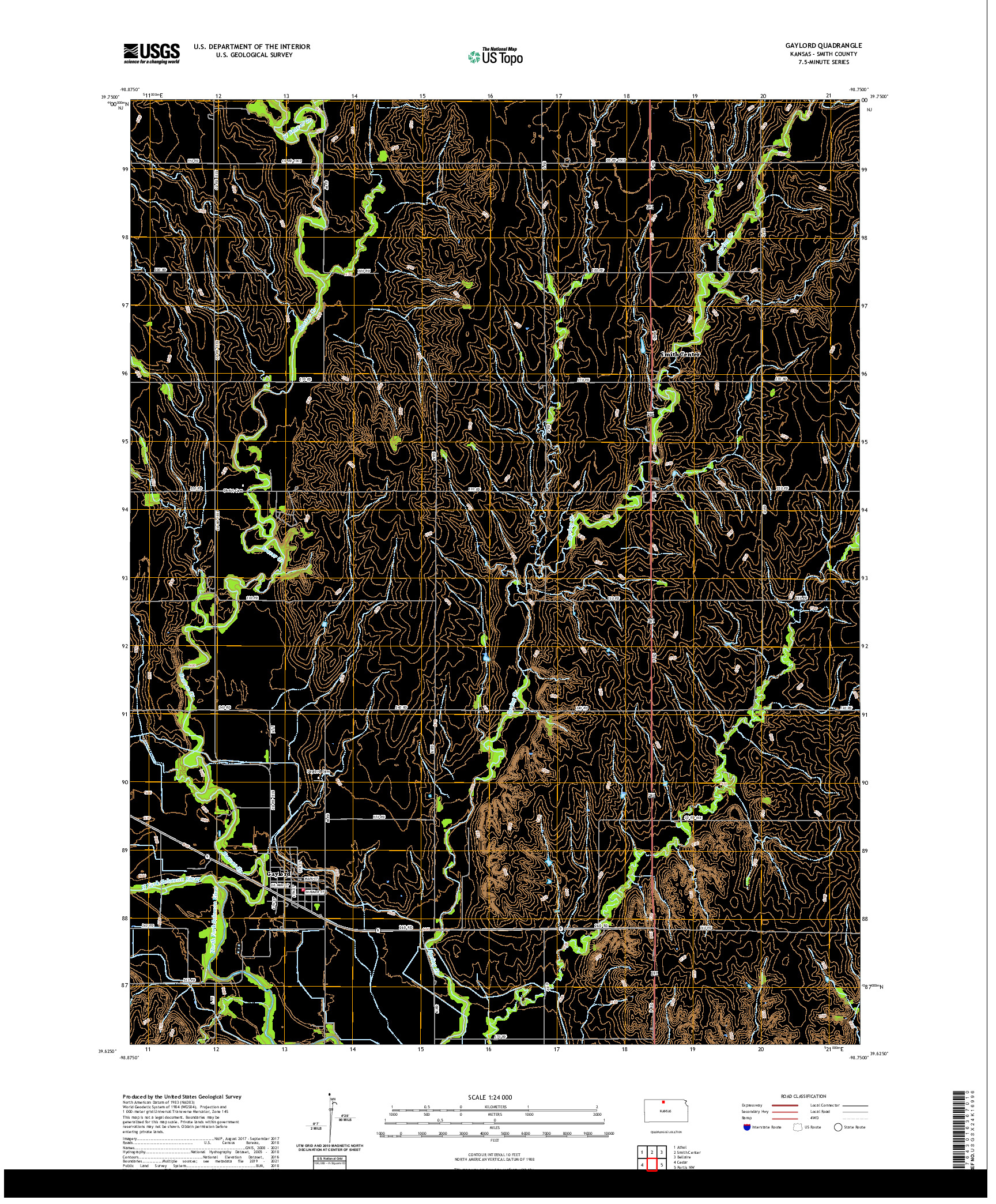 US TOPO 7.5-MINUTE MAP FOR GAYLORD, KS