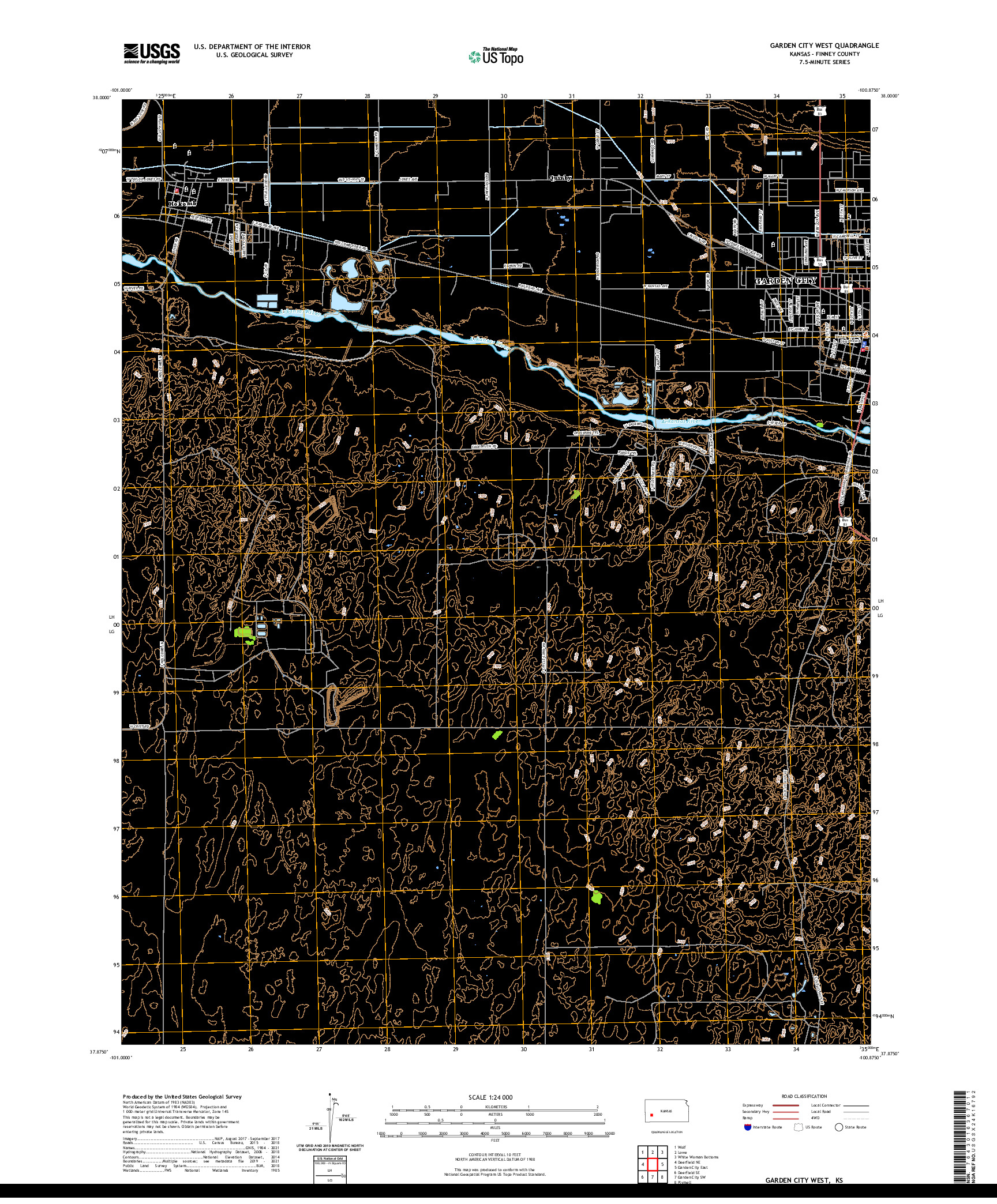 US TOPO 7.5-MINUTE MAP FOR GARDEN CITY WEST, KS
