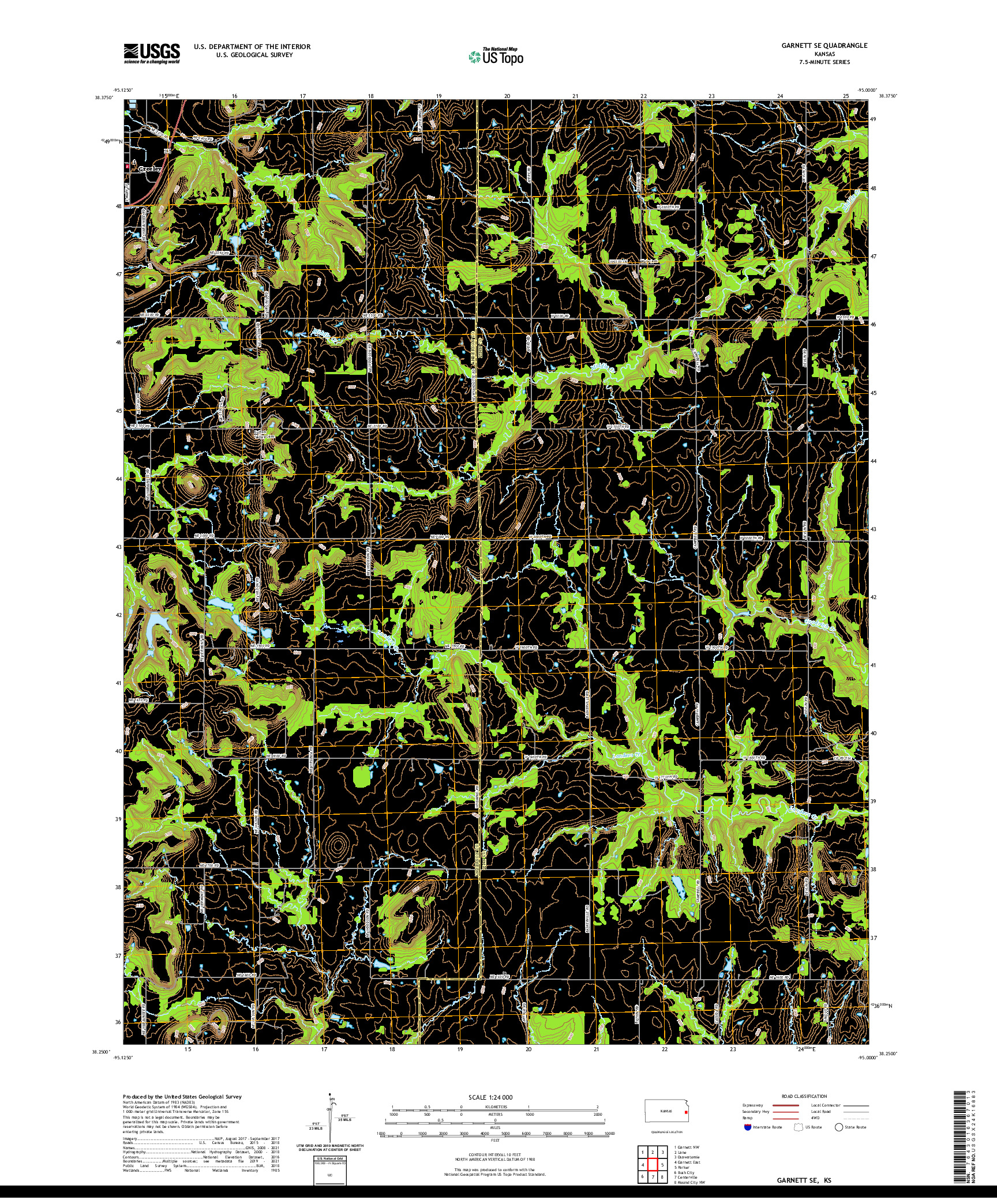 US TOPO 7.5-MINUTE MAP FOR GARNETT SE, KS