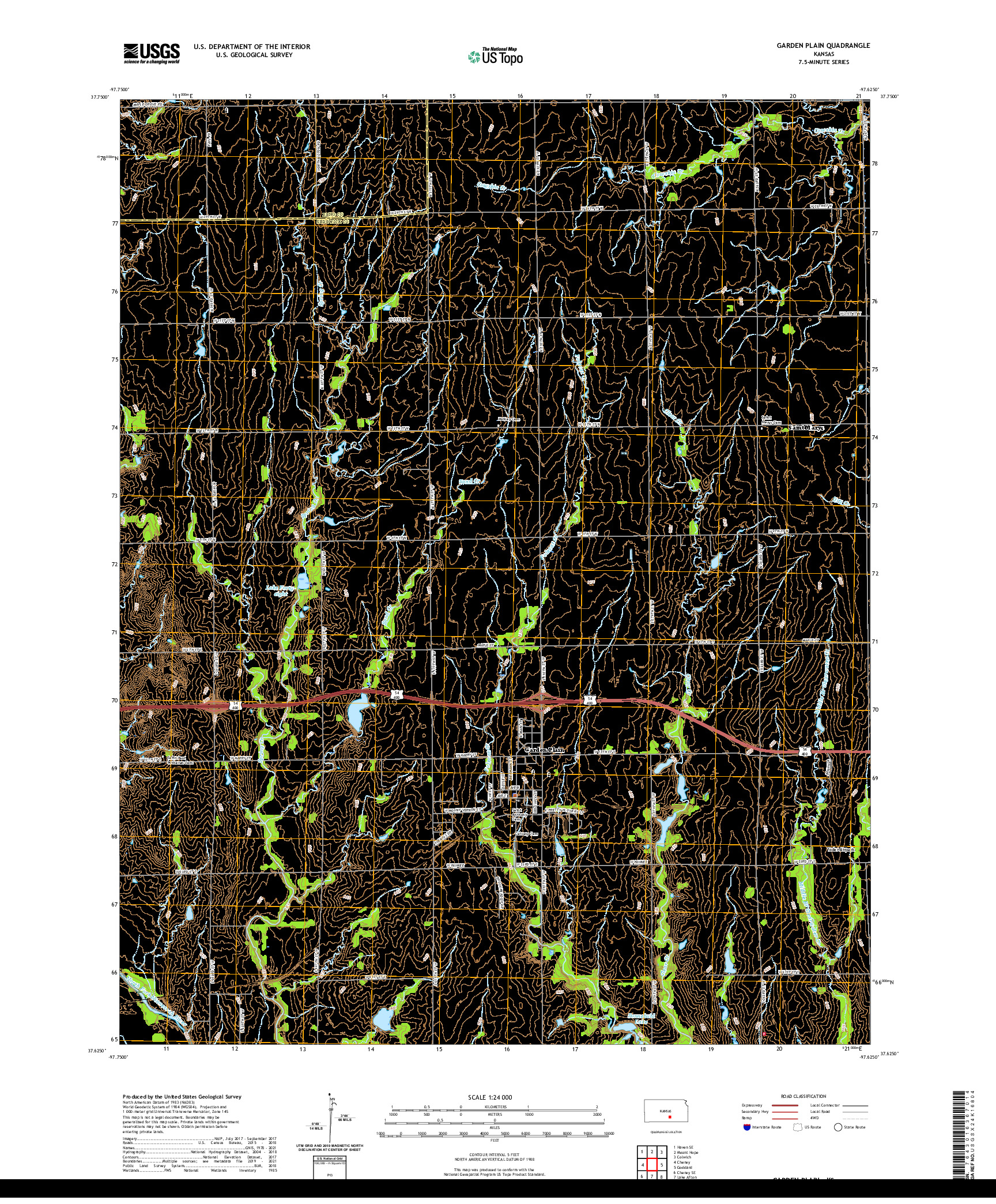 US TOPO 7.5-MINUTE MAP FOR GARDEN PLAIN, KS