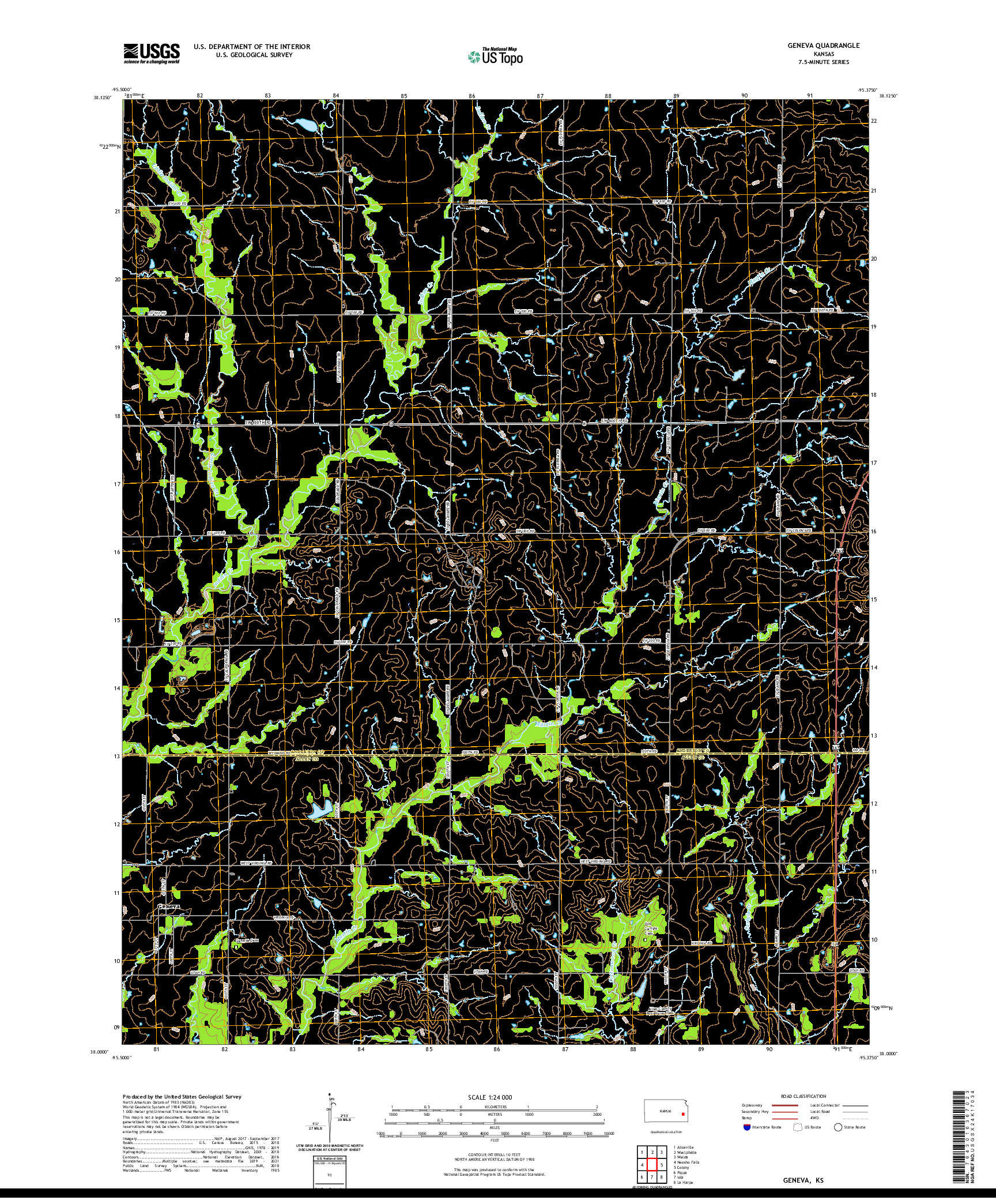 US TOPO 7.5-MINUTE MAP FOR GENEVA, KS