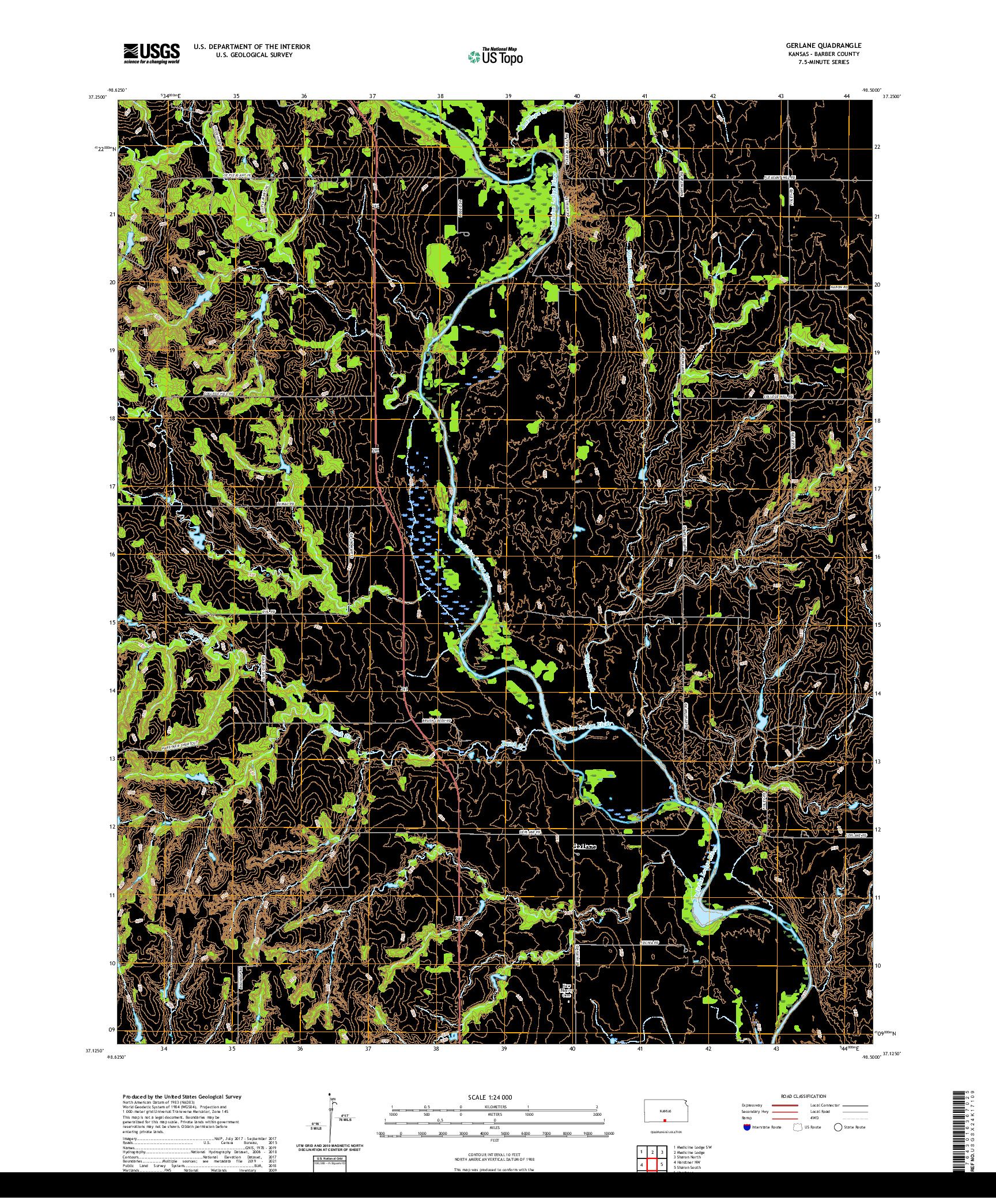 US TOPO 7.5-MINUTE MAP FOR GERLANE, KS