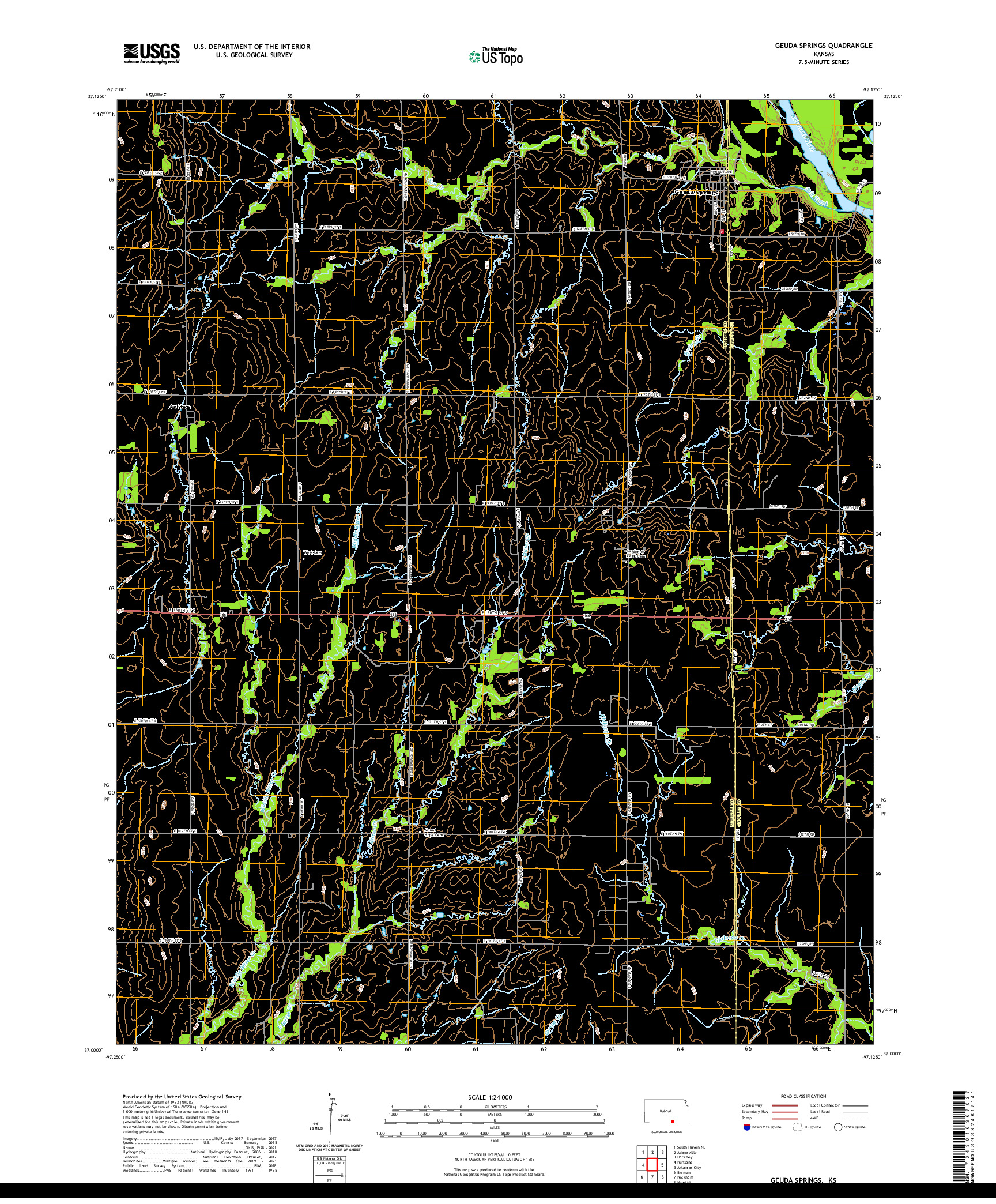 US TOPO 7.5-MINUTE MAP FOR GEUDA SPRINGS, KS