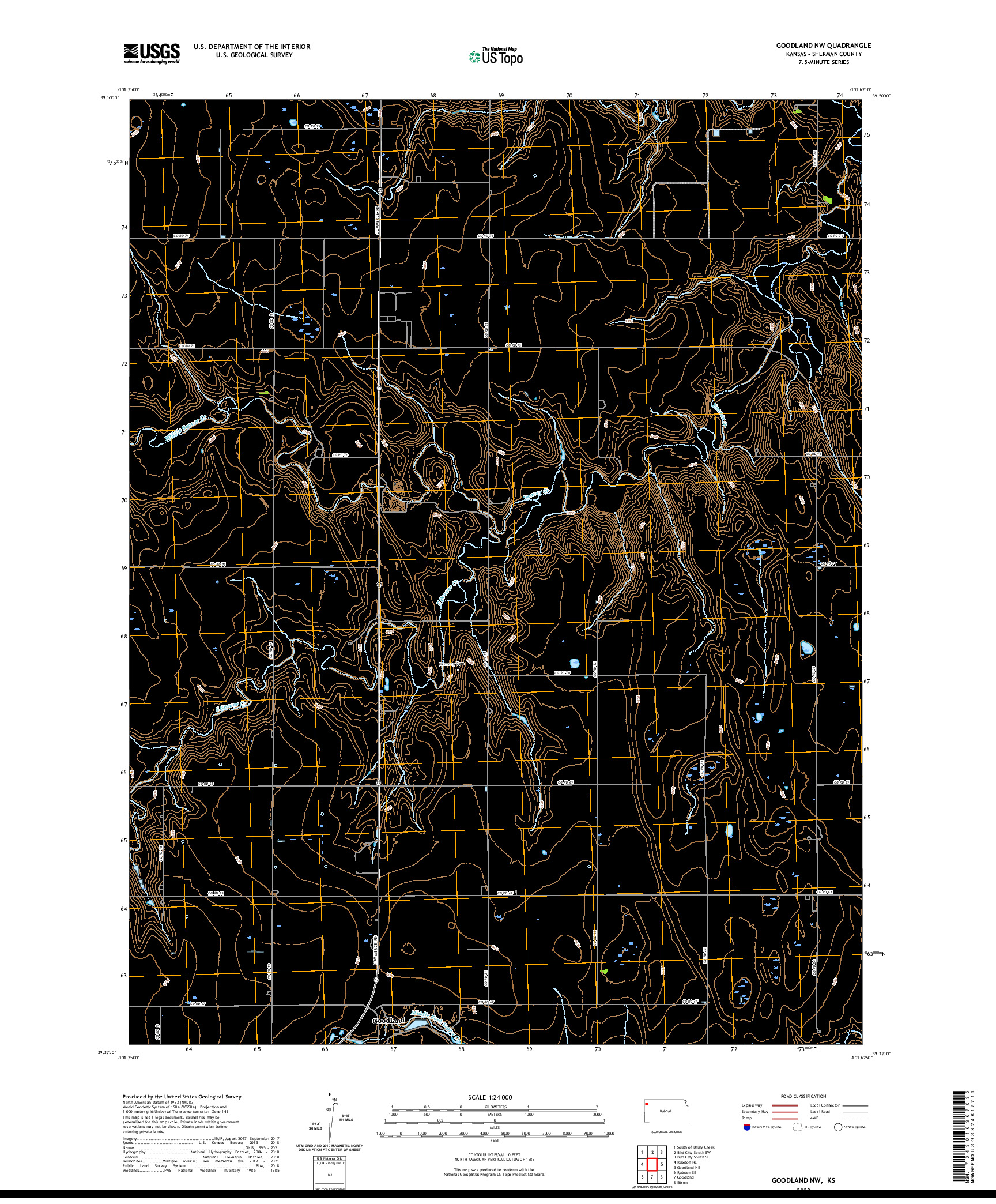 US TOPO 7.5-MINUTE MAP FOR GOODLAND NW, KS