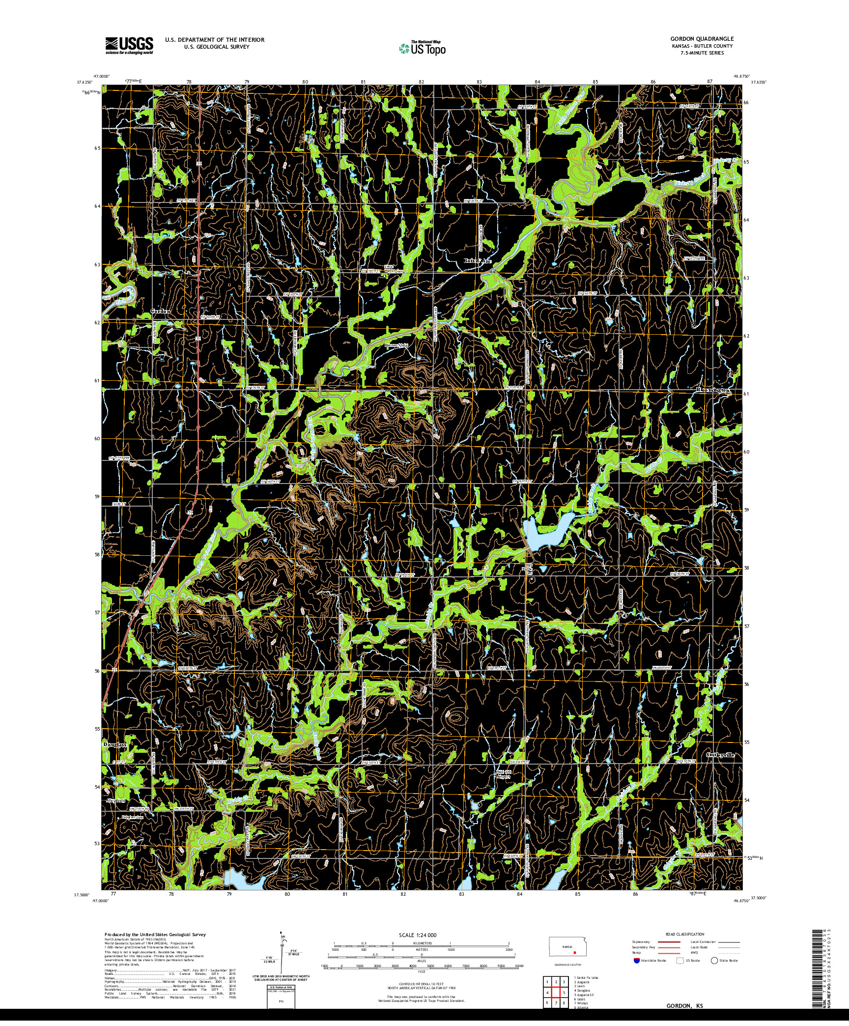 US TOPO 7.5-MINUTE MAP FOR GORDON, KS