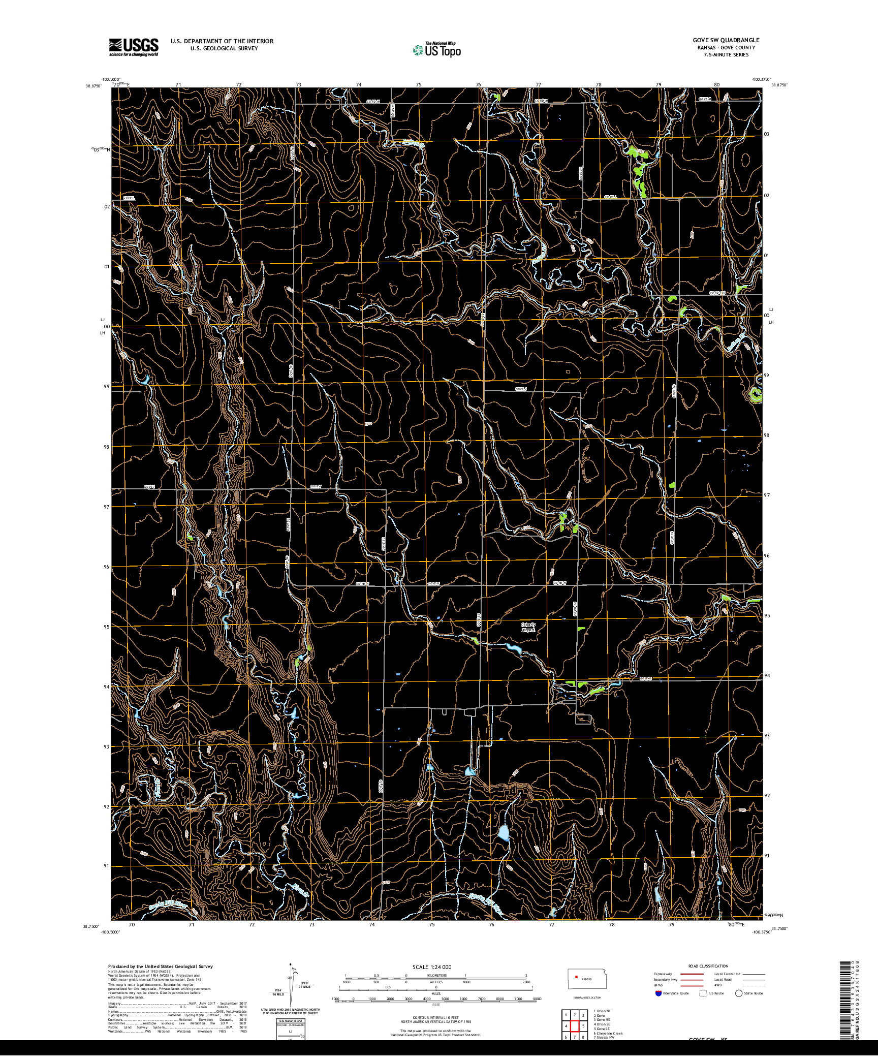 US TOPO 7.5-MINUTE MAP FOR GOVE SW, KS